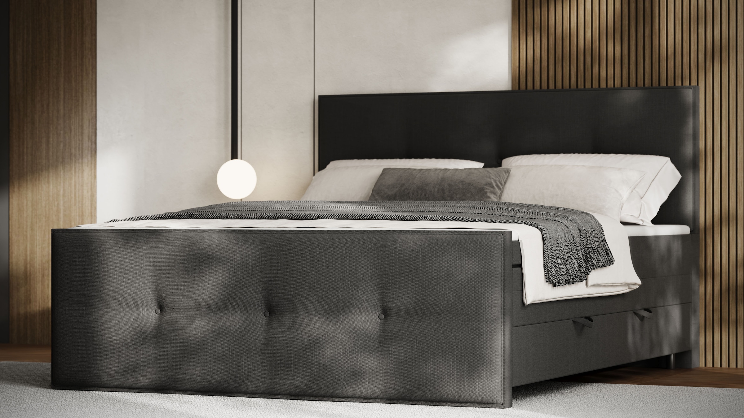 FORTE Boxspringbett »Eve inkl. zwei Bettkästen und Kaltschaum Topper« und einer 7-Zonen-Tonnentaschen-Federkernmatratze (H3)