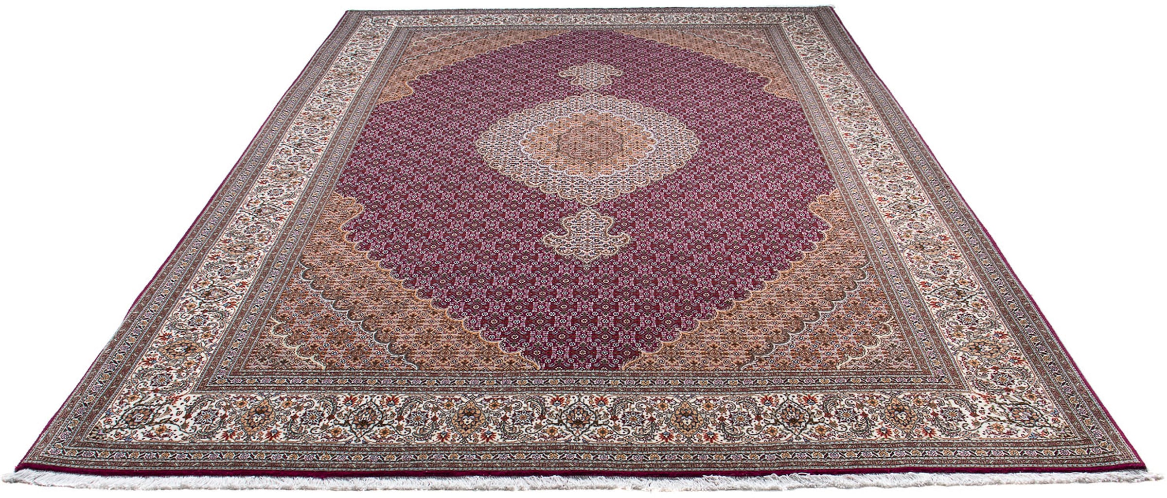 morgenland Orientteppich »Perser - Täbriz - 306 x 205 cm - lila«, rechteckig, Wohnzimmer, Handgeknüpft, Einzelstück mit Zertifikat
