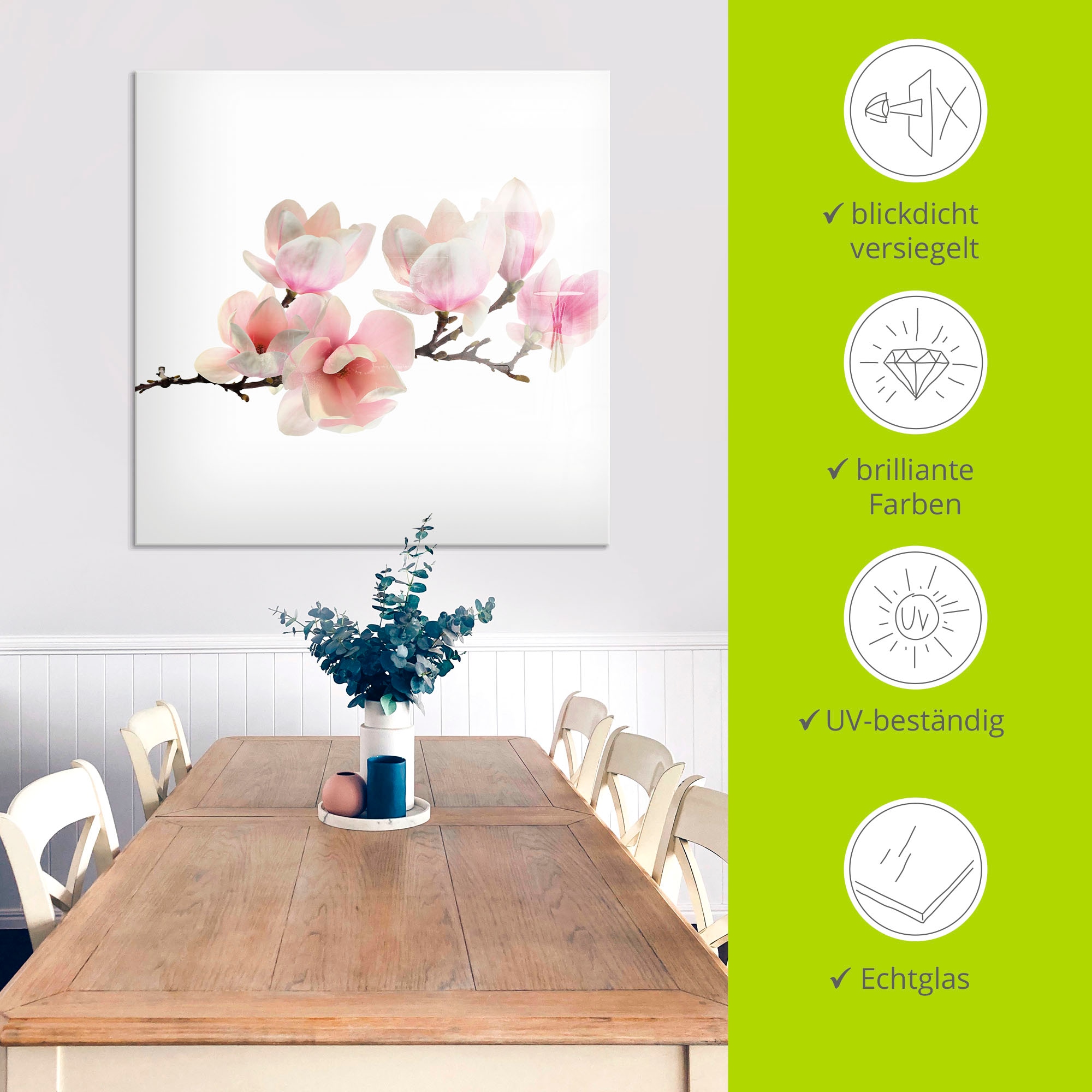 Artland Glasbild »Magnolie«, Blumen, (1 St.), in verschiedenen Größen
