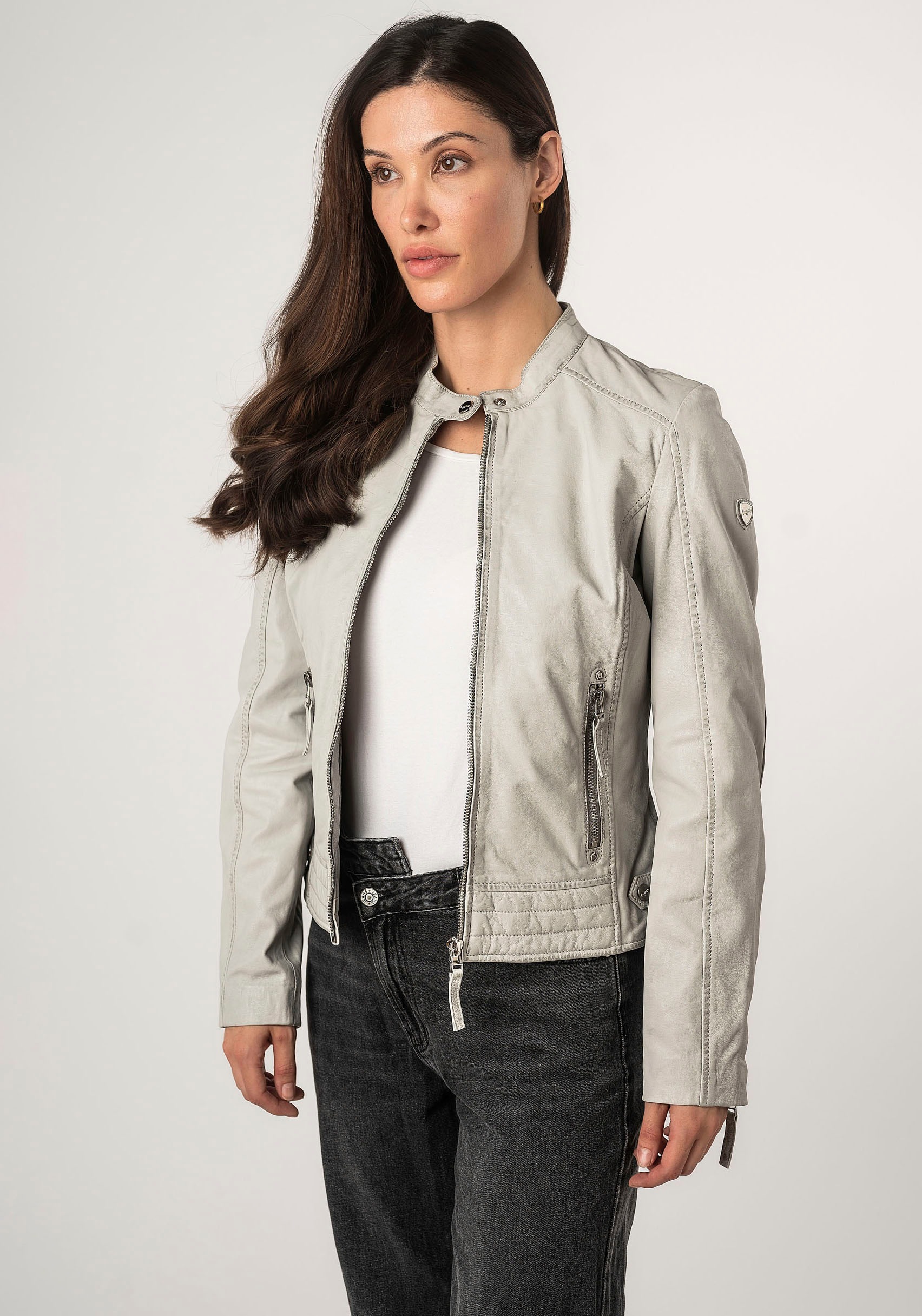 Mauritius Lederjacke »MWFilla«, mit kleinem Stehkragen