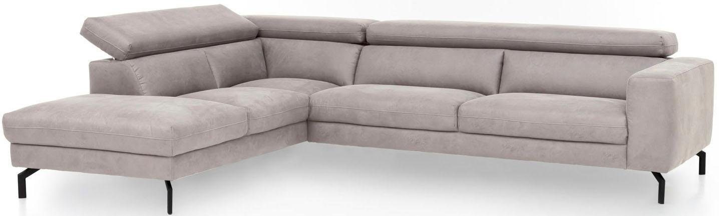Places of Style Ecksofa »Olanta, modern und bequem, Breite 305cm, Fuß 16cm hoch, L-Form«, mit verstellbaren Kopfstützen