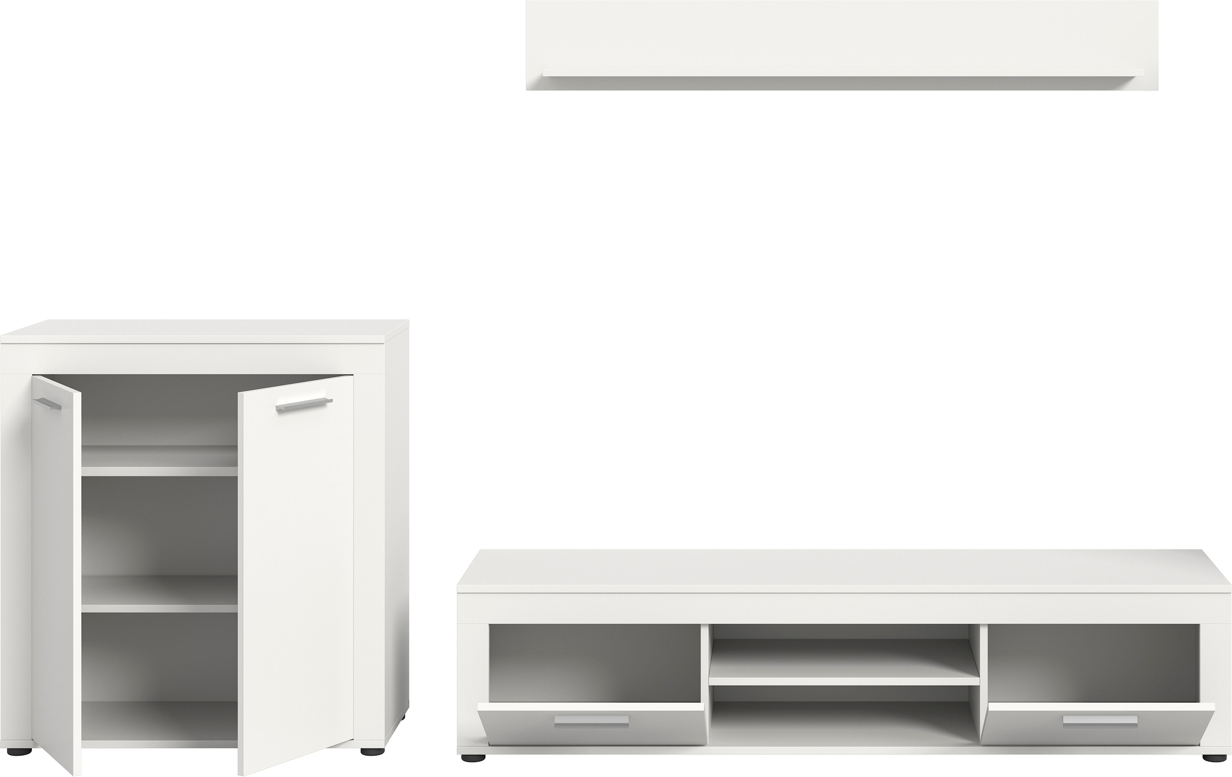 OTTO home Wohnwand »AOSTA, Breite 255cm, 3-teilige Wohn-Kombination« bestehend aus: Highboard, Lowboard, Wandboard, 3 Stk. tlg.