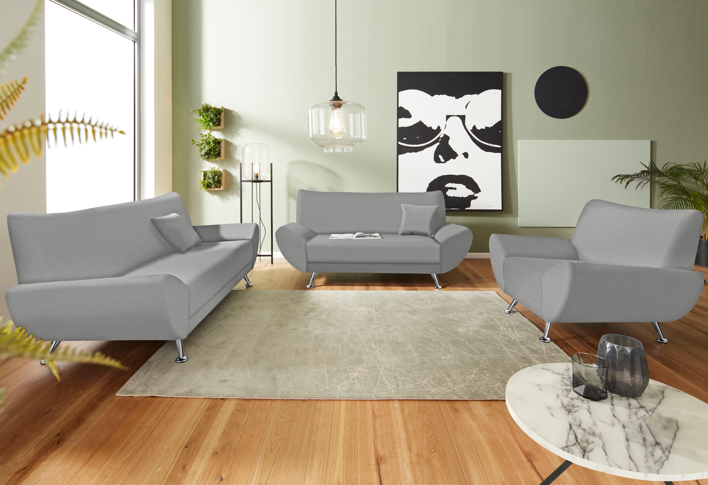 Home affaire Polstergarnitur »Saltare elegant & komfortabel, , 3-2-1, bequem, Designfuß« 3 Stk. tlg.