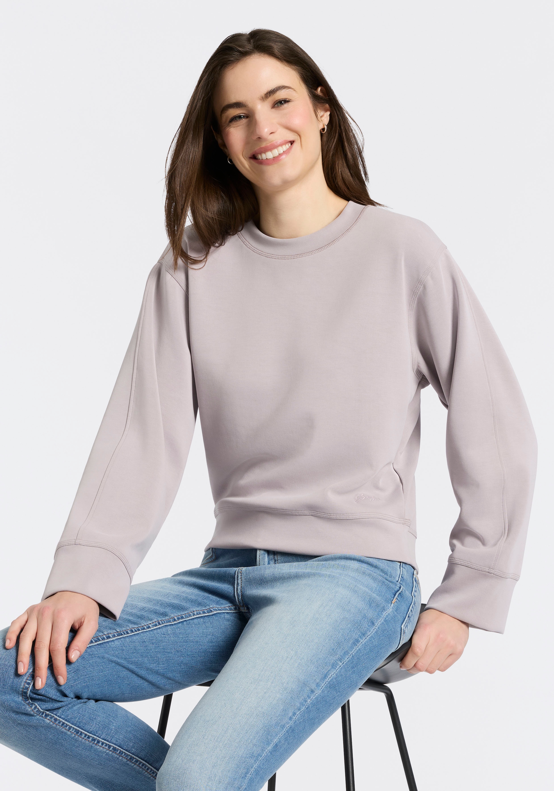 BOSS ORANGE Sweater »Exandra Premium Damenmode«, mit Kellerfalte am Rücken, Relaxed Fit
