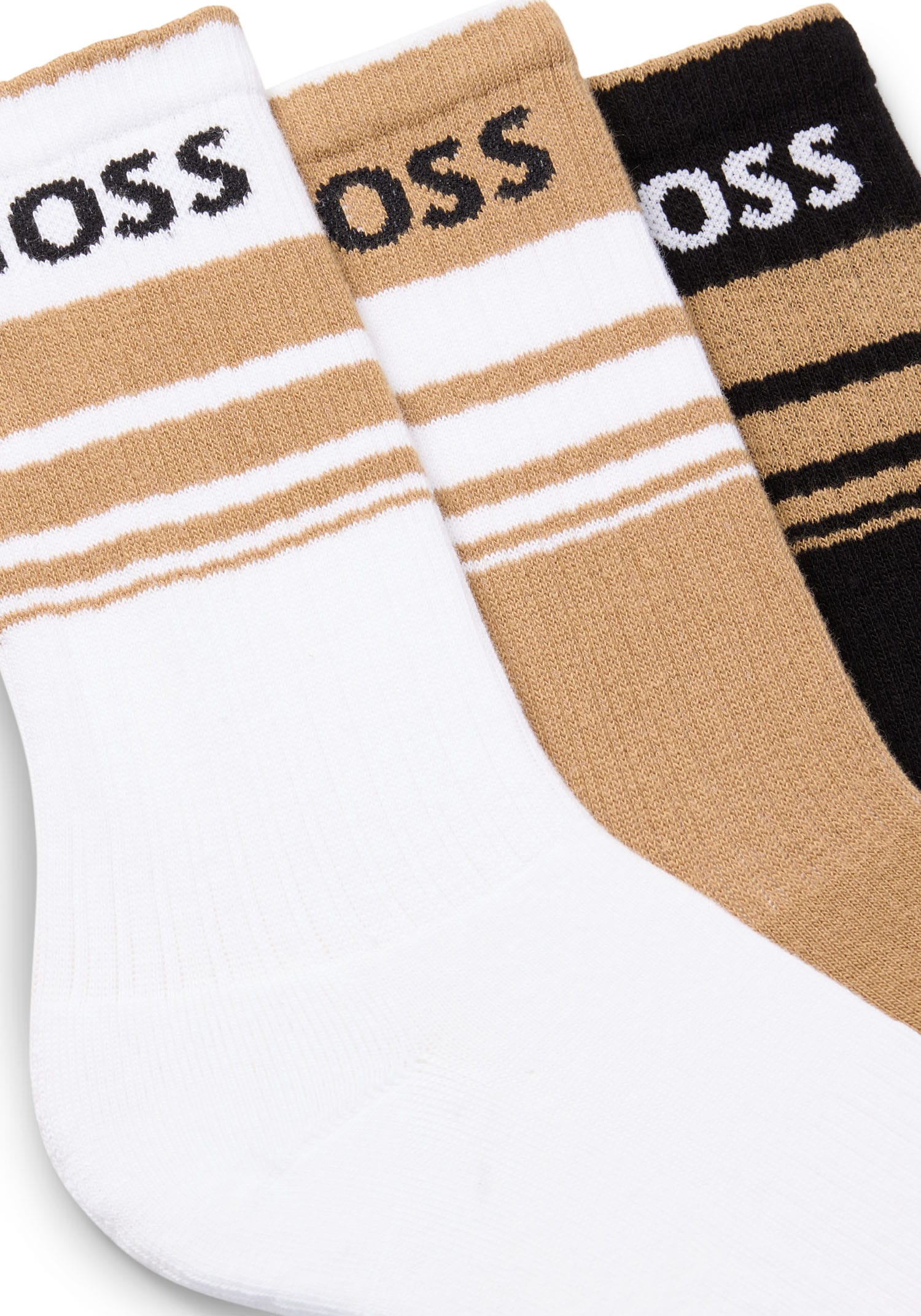 BOSS Freizeitsocken »3P QS Rib Stripe CC«, (Packung, 3 Paar), mit BOSS Logo