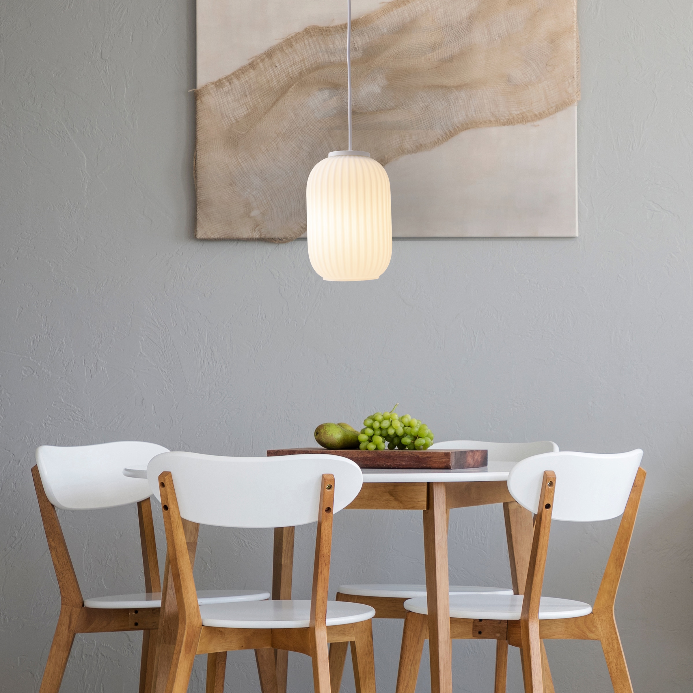 näve Pendelleuchte »Geneva«, 1 flammig, Leuchtmittel E27 | Leuchtmittel wechselbar, E27 max. 40W, Glas/Kunststoff/Metall, weiß, h: 120cm, d: 14cm
