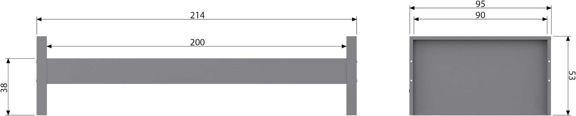WOOOD Bettgestell »Morris FSC®-Kiefernholz bandsägerauh,H 53 x B 214 x T 95 cm« Matratzenmaß 90x200 cm, einfach zu montierbar, Schublade optional