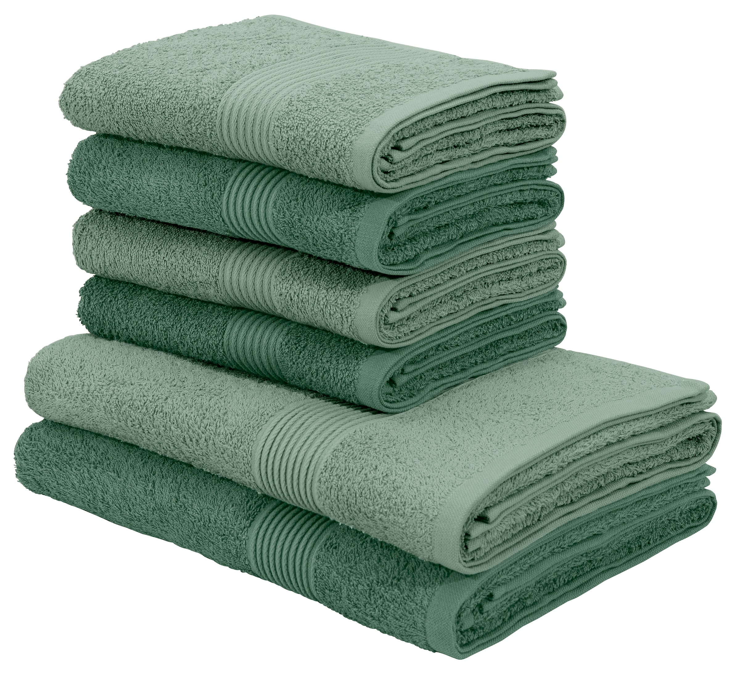 my home Handtuch Set »Anna«, Set, 6 tlg., Walkfrottee, gestreifte Bordüre,  Handtuch-Set, Handtücher aus 100% Baumwolle