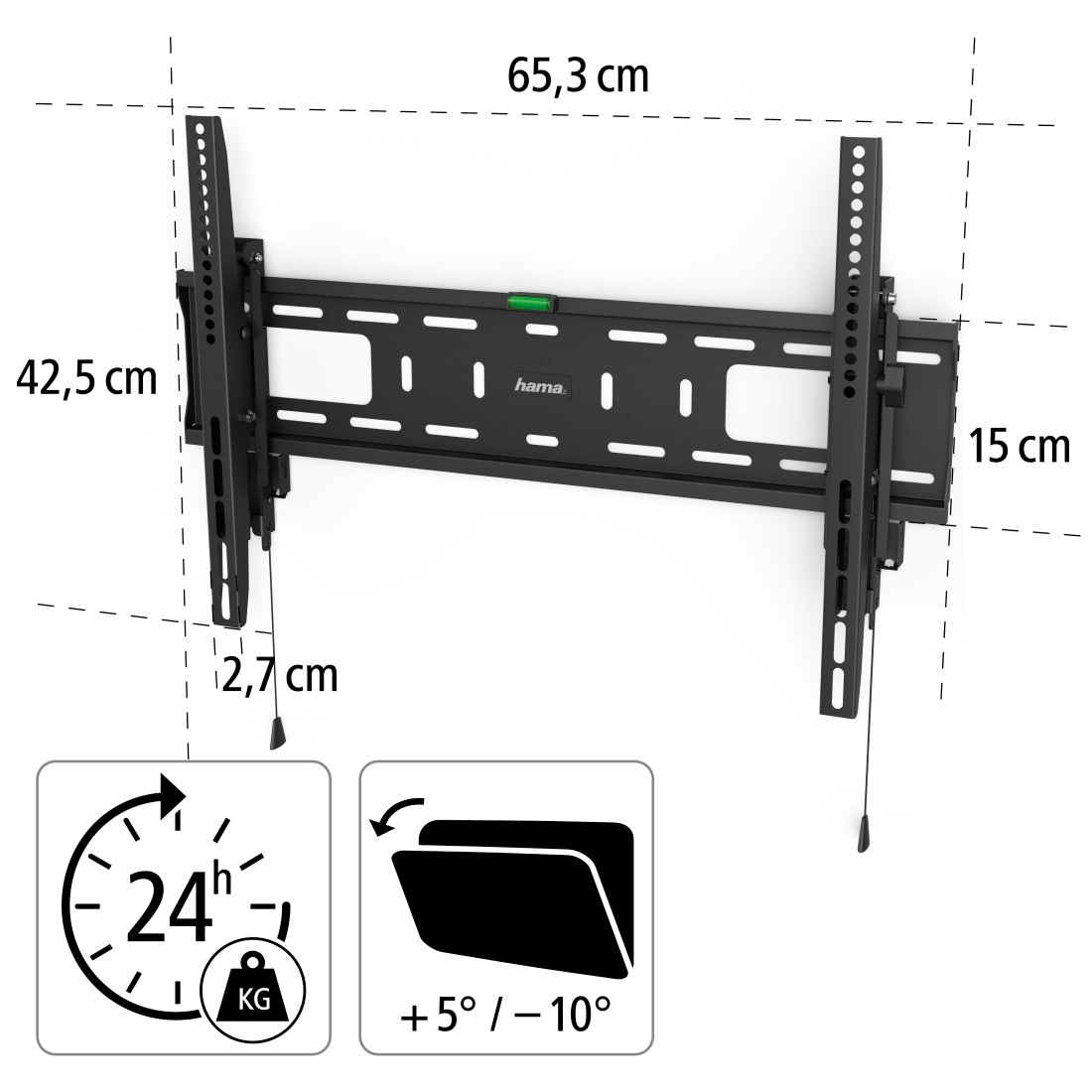 Hama TV-Wandhalterung »Wandhalterung (neigbar, 37" - 90", VESA 600x400)« bis 229 cm Zoll mit Diebstahlschutz