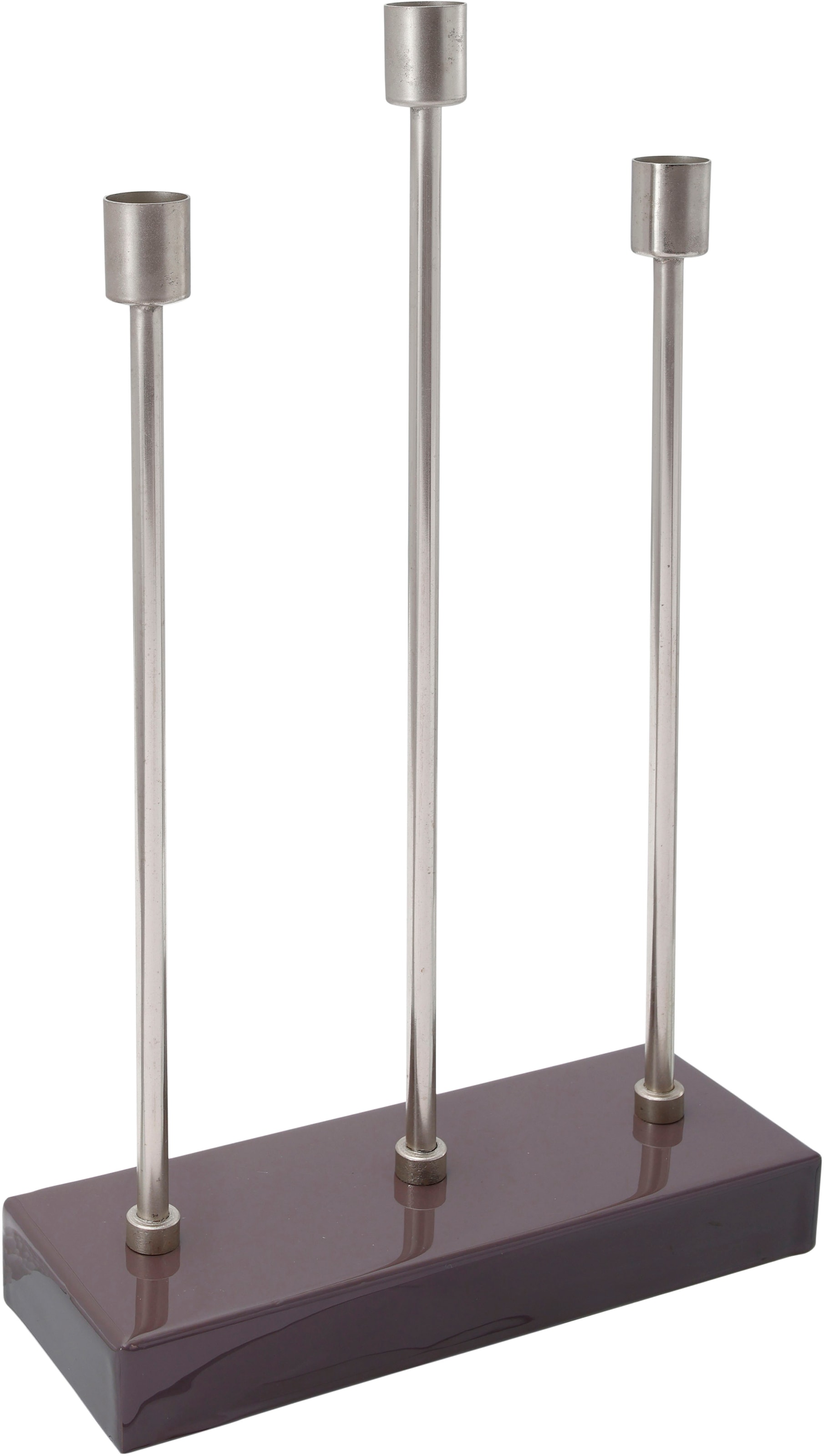 Bougeoir Design en Métal "Isola" 39cm Violet & Argent