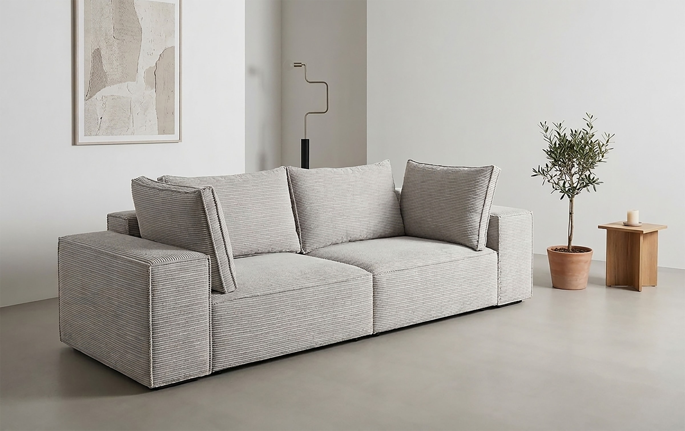 Trends by HG Big-Sofa »Conor XL, B: 268cm, Liegefläche: 138 x 194 cm, in Cord und Velours« mit Schlaffunktion und Bettkasten