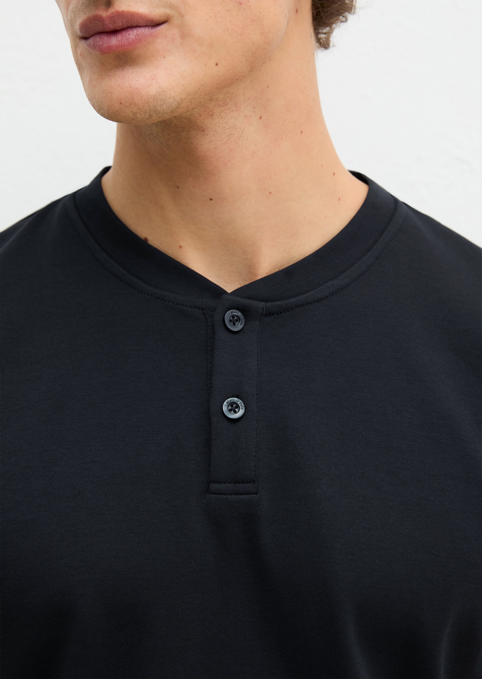 Marc O'Polo Pyjamaoberteil »Mix N Match Interlock« mit Rundhalsausschnitt, kleiner Knopfleiste und kurzem Arm