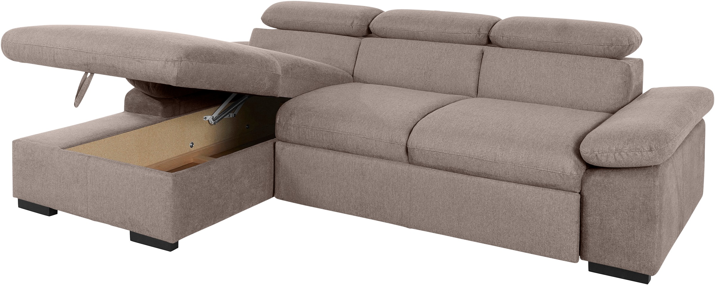 COTTA Ecksofa »Lola L-Form mit Kopfteilfunktion & Hocker«, (Set, mit Hocker), wahlweise mit Bettfunktion, Bettkasten & Armteilverstellung