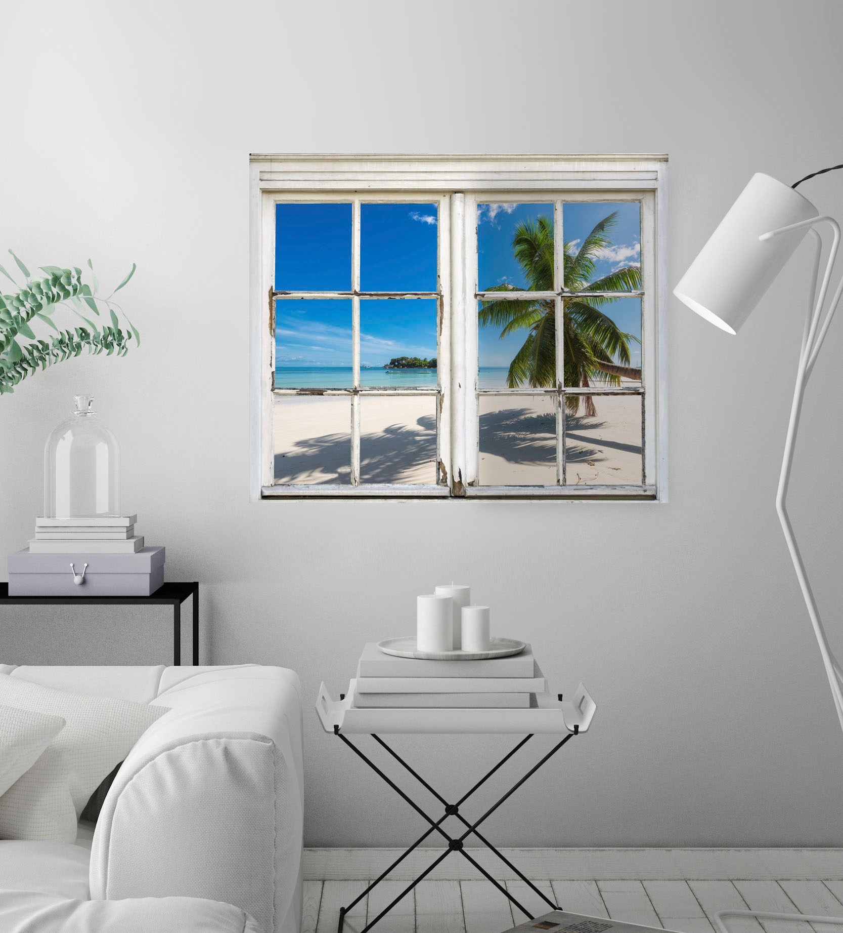 queence Wandsticker »Sandstrand« Wandsticker, Wandbild, selbstklebend, 3D, Fenster