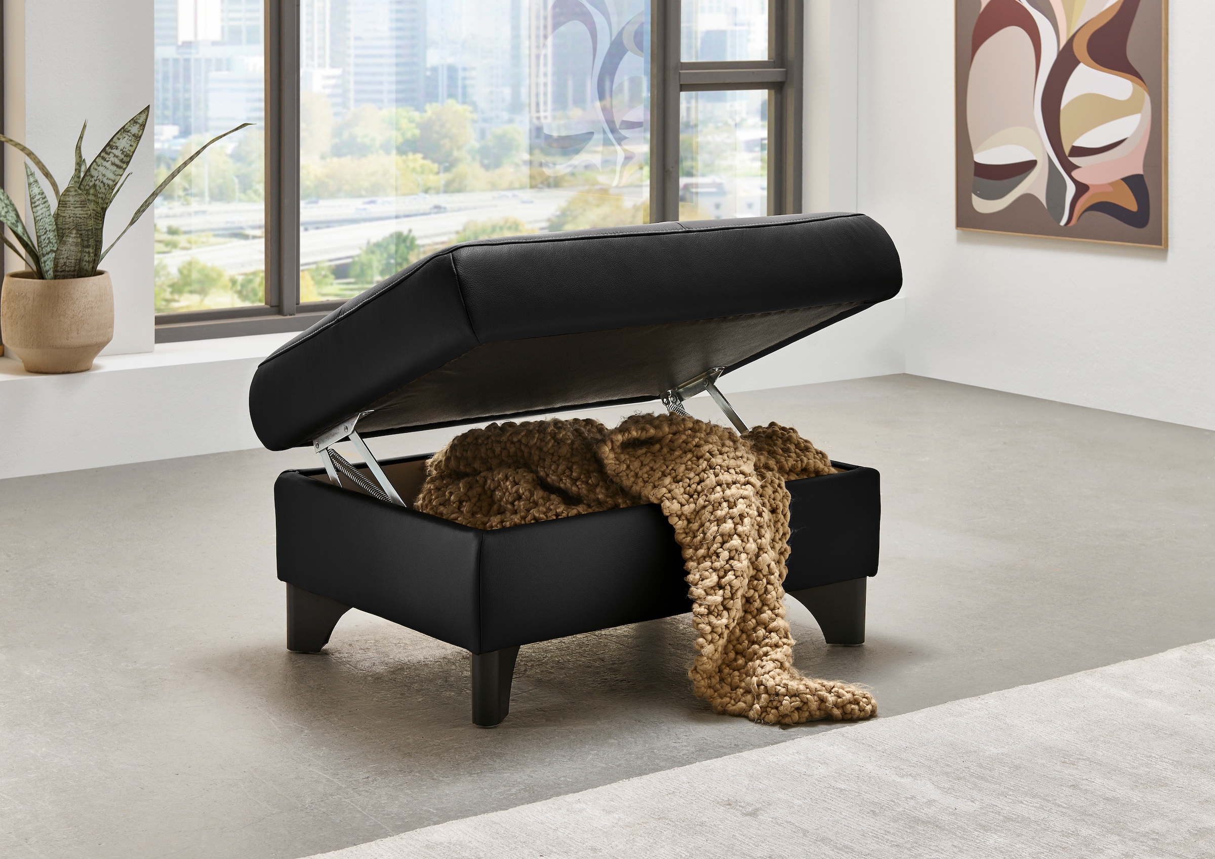 Die PlanBar Hocker »PN-EM23166« Aufklappbar mit Stauraum, stylische Metallfüße