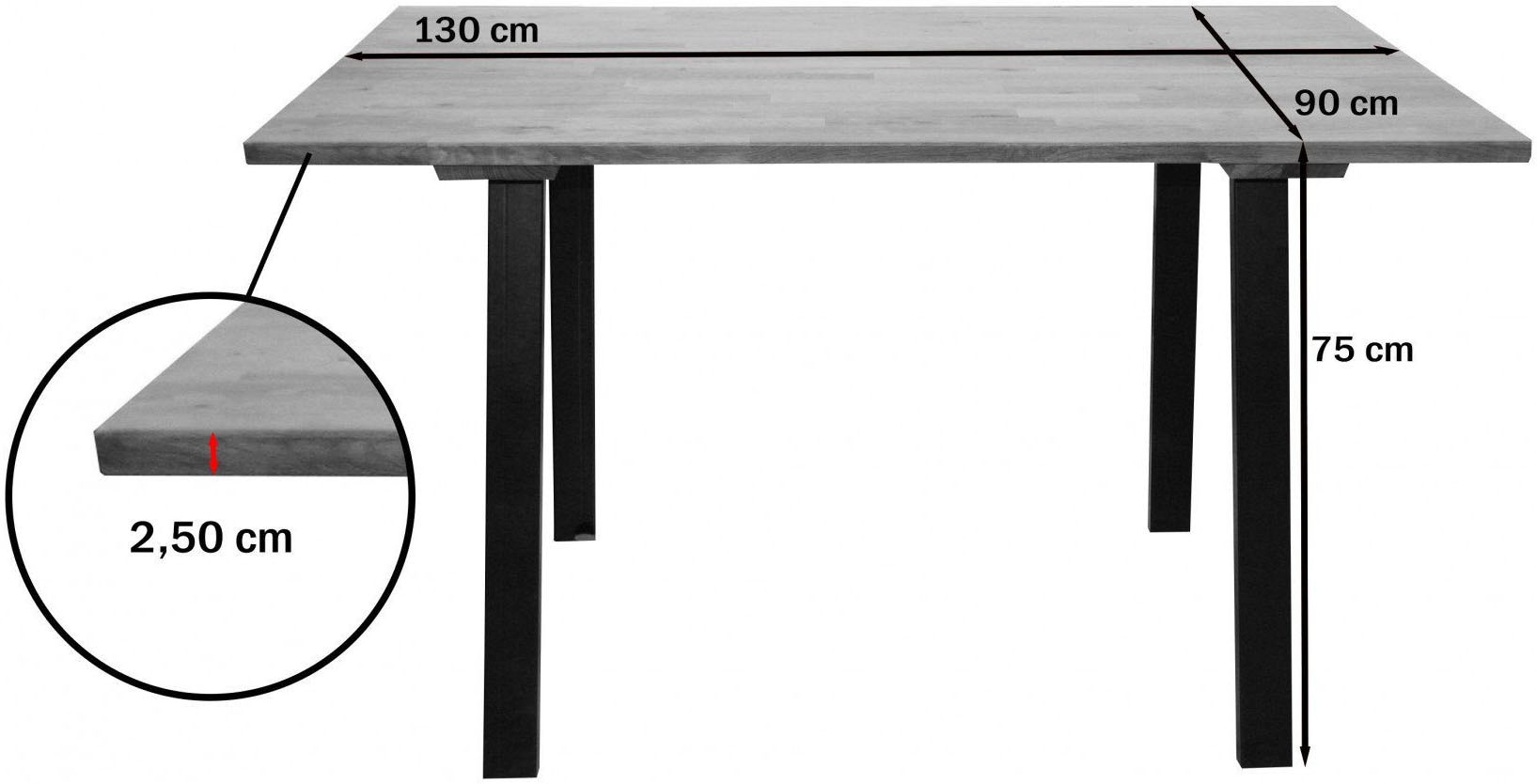 Home affaire Eckbankgruppe »Sava« Set, 4 Stk. tlg. Eckbank mit Wellenfederung im Sitz, Tisch Massiv Eiche