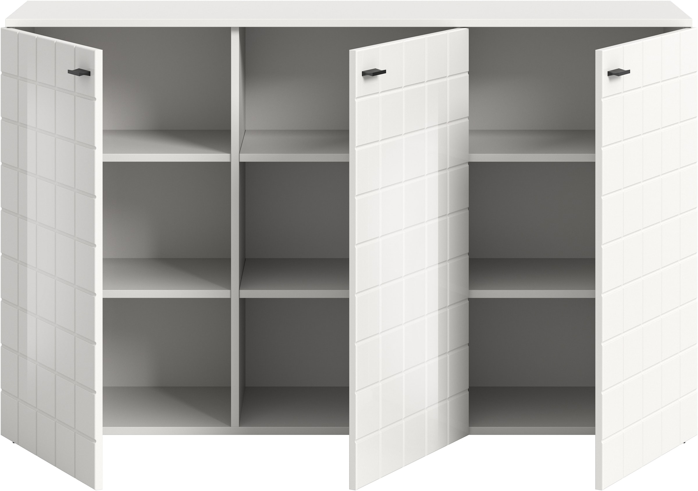 INOSIGN Sideboard »Gora, Breite 138 cm, gefräste Front in Waffeloptik hochglanz«, Kommode, Schrank, Anrichte