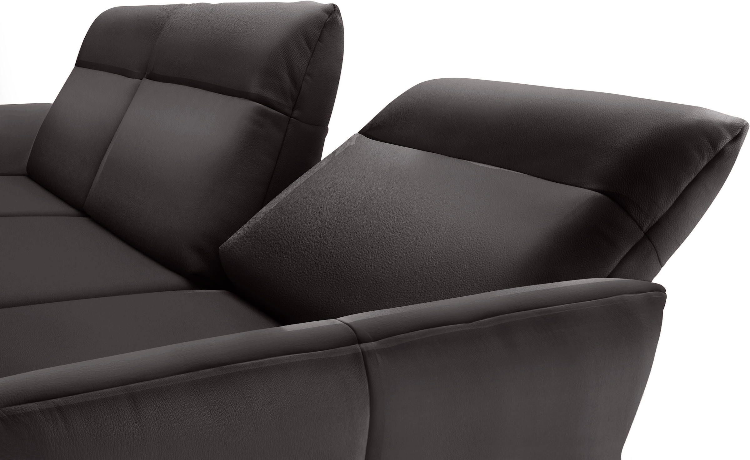 Creation BY ROLF BENZ Ecksofa »CR.460«, Sockel in Nussbaum, Winkelfüße in Umbragrau, Breite 318 cm