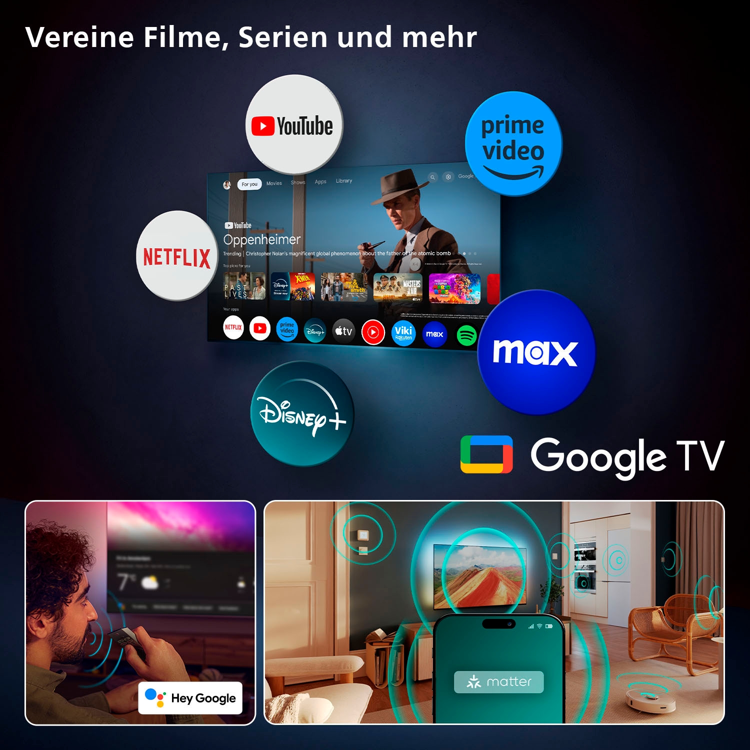 Philips OLED-Fernseher »77OLED910/12«, 4K Ultra HD, Google TV-Smart-TV