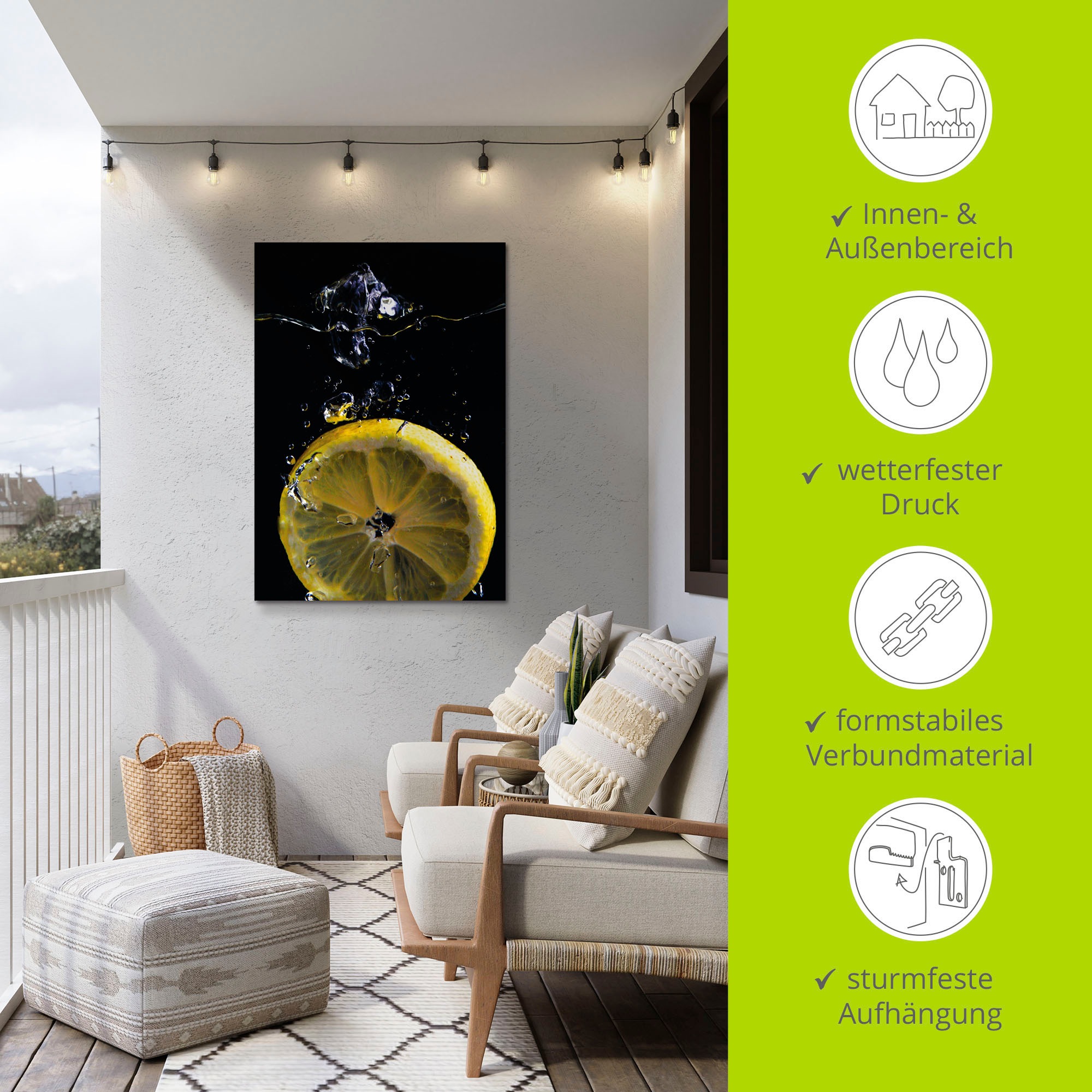 Artland Wandbild »Zitrone«, Lebensmittel, (1 St.), als Alubild, Outdoorbild, Leinwandbild, Poster in verschied. Größen
