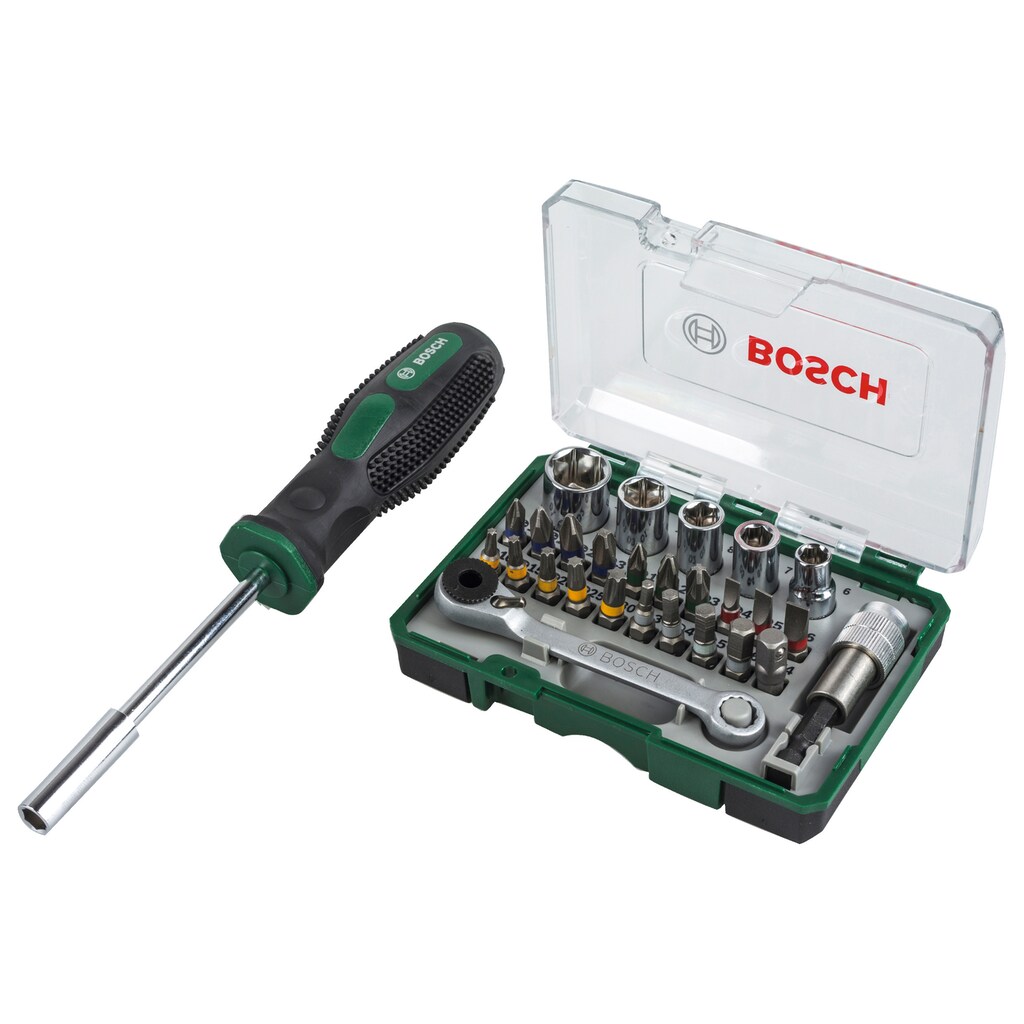 Bosch Home & Garden Bit-Set, (27 St.), Mini-Ratschen-Set + Handschraubendreher