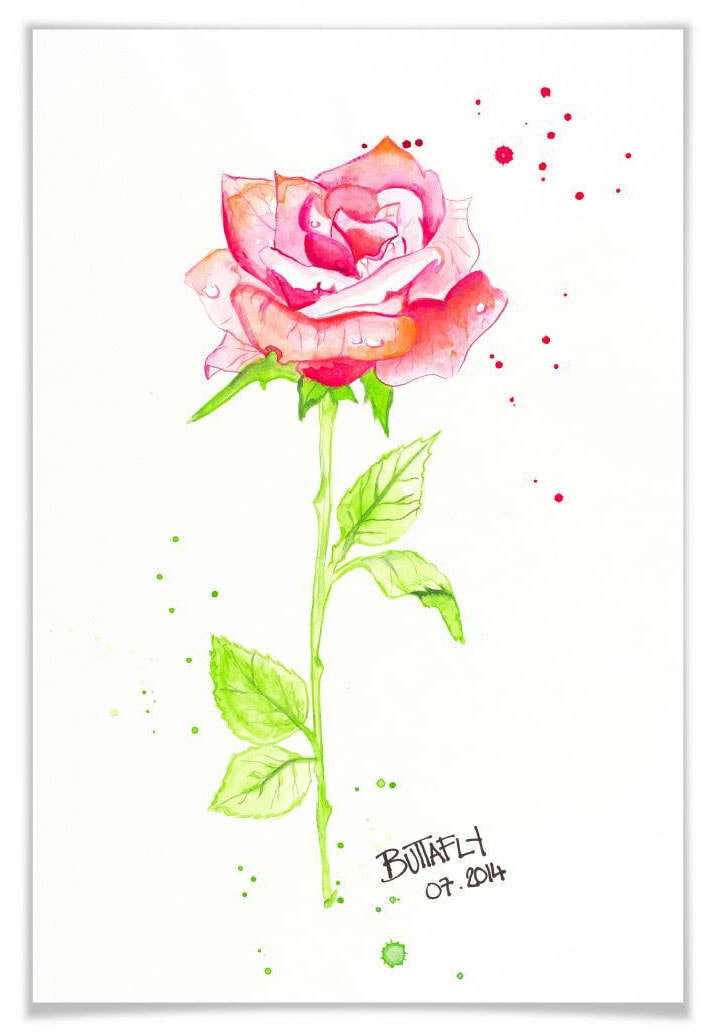 Blumen, »Rose«, (1 Bild, Wall-Art kaufen bequem Wandposter Poster St.), Poster, Wandbild,