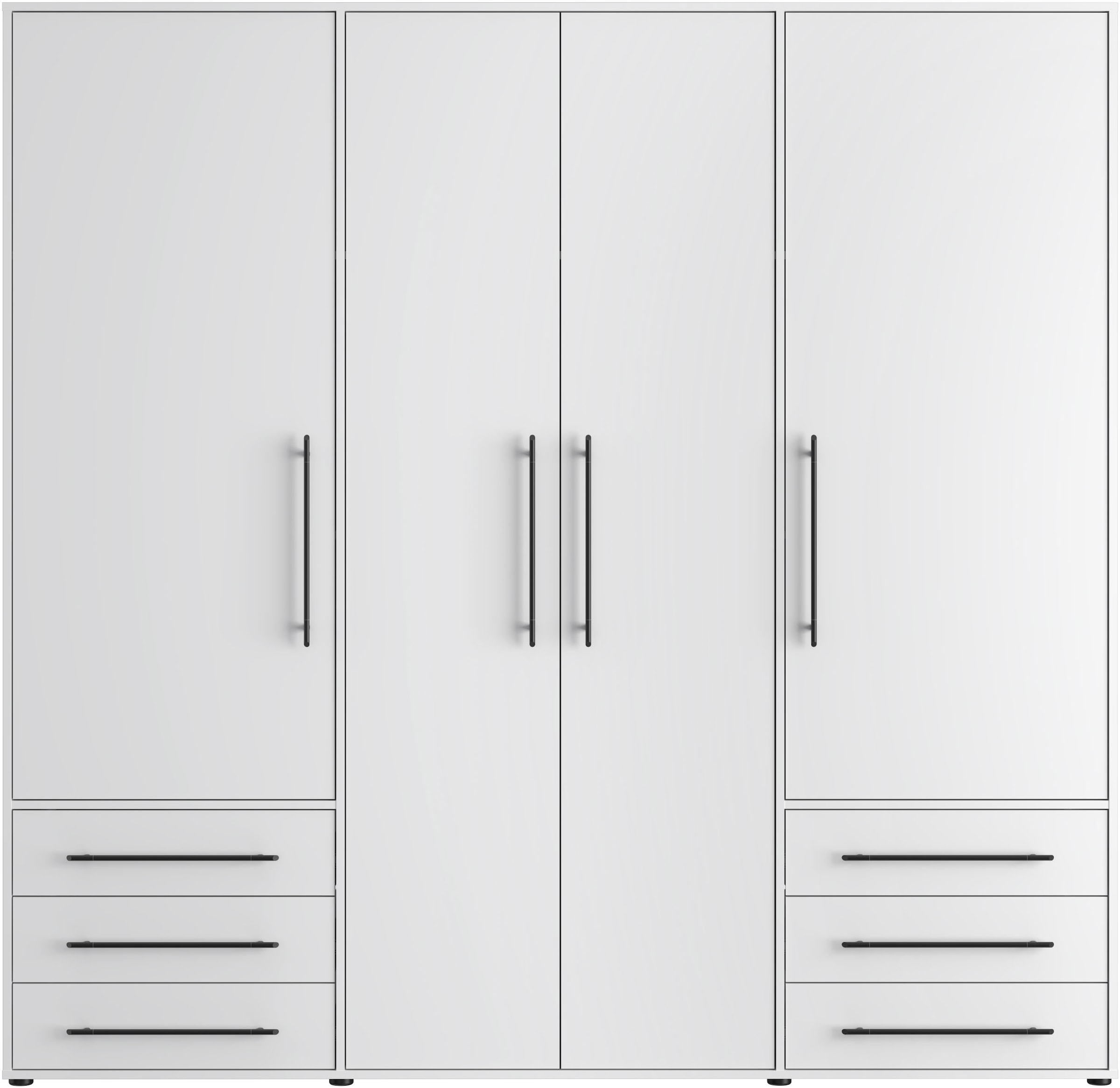 FORTE Drehtürenschrank »Mokkaro, Kleiderschrank,zeitloses Design, 4 türig« viel Stauraum, Schubladen, Stangengriffe, Made in Europe