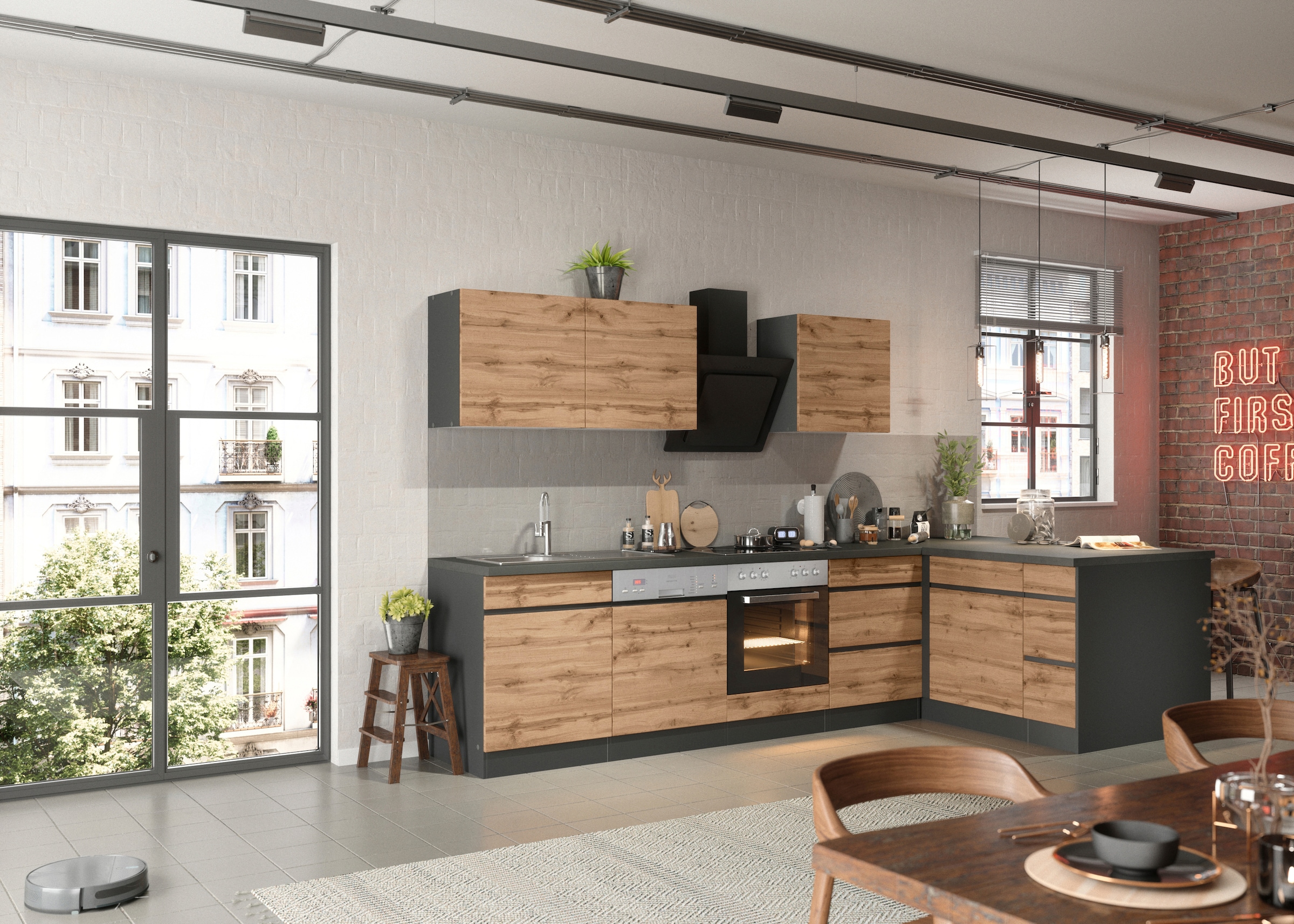 KOCHSTATION Winkelküche »KS-Riesa« Stellbreite 340x150 cm, wahlweise mit oder ohne E-Geräte