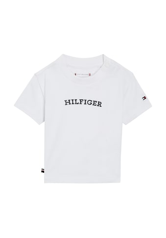 T-Shirt »BABY CURVED MONOTYPE TEE S/S«, mit großem Hilfiger Front Print & Logo-Flag
