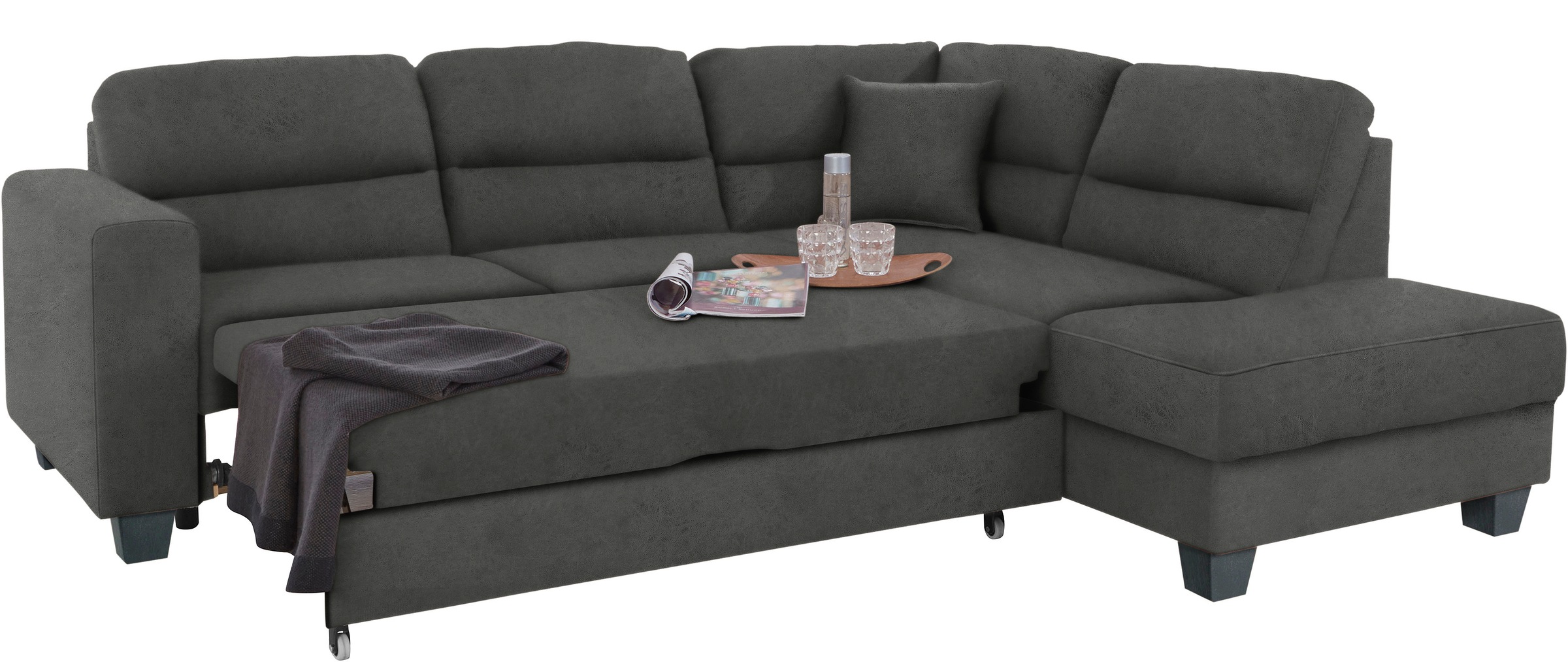 TRENDMANUFAKTUR Ecksofa »Chamber, zeitlos & elegant, bequem, L-Form«, inklusive einer Kopfstütze, wahlweise mit Schlaffunktion