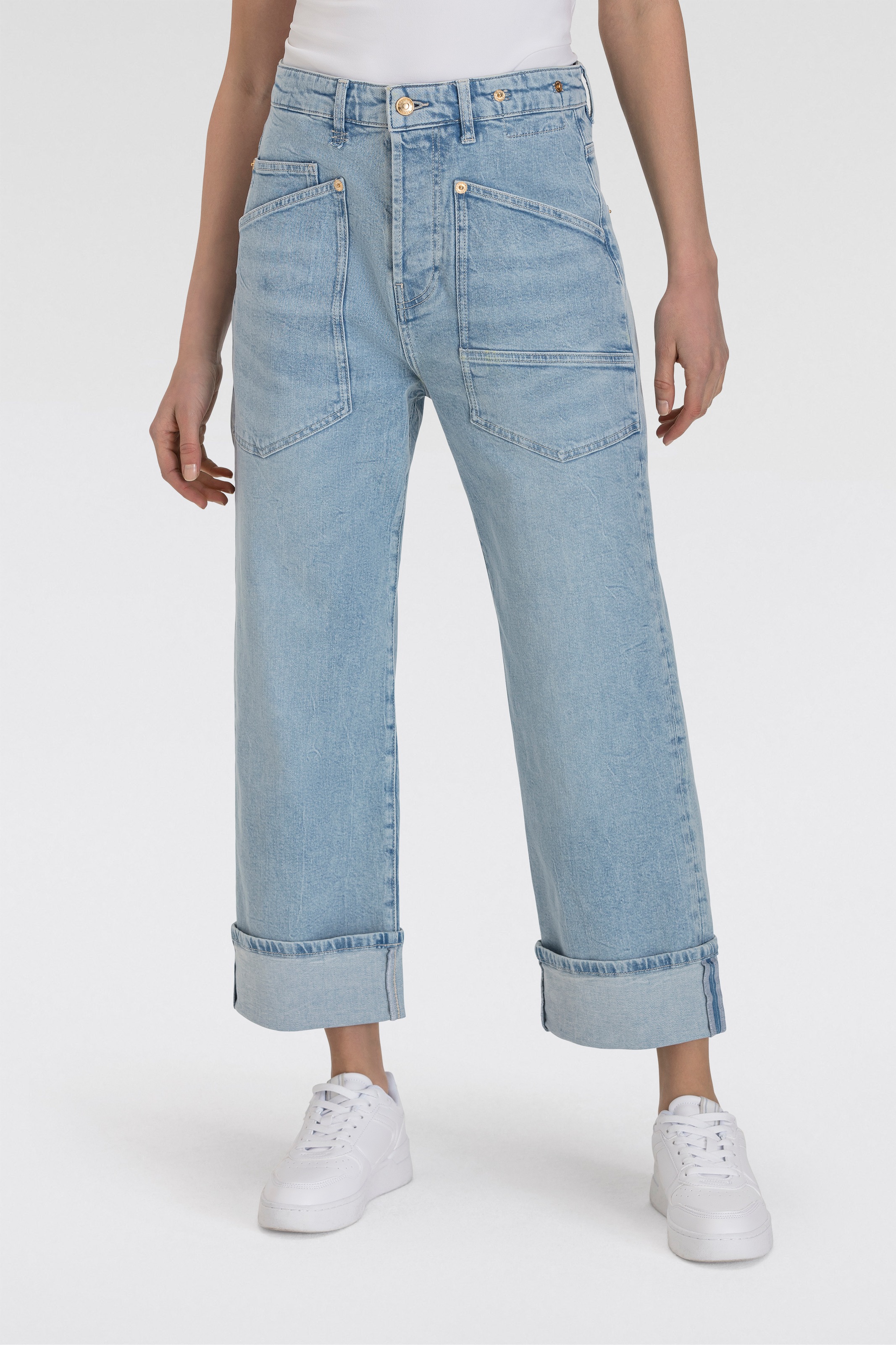 MAC, Damen, »BAGGY straight«, light blue net washed, N-Gr, 34 - N-Gr, light blue net washed, Jeans BAGGY straight von MAC