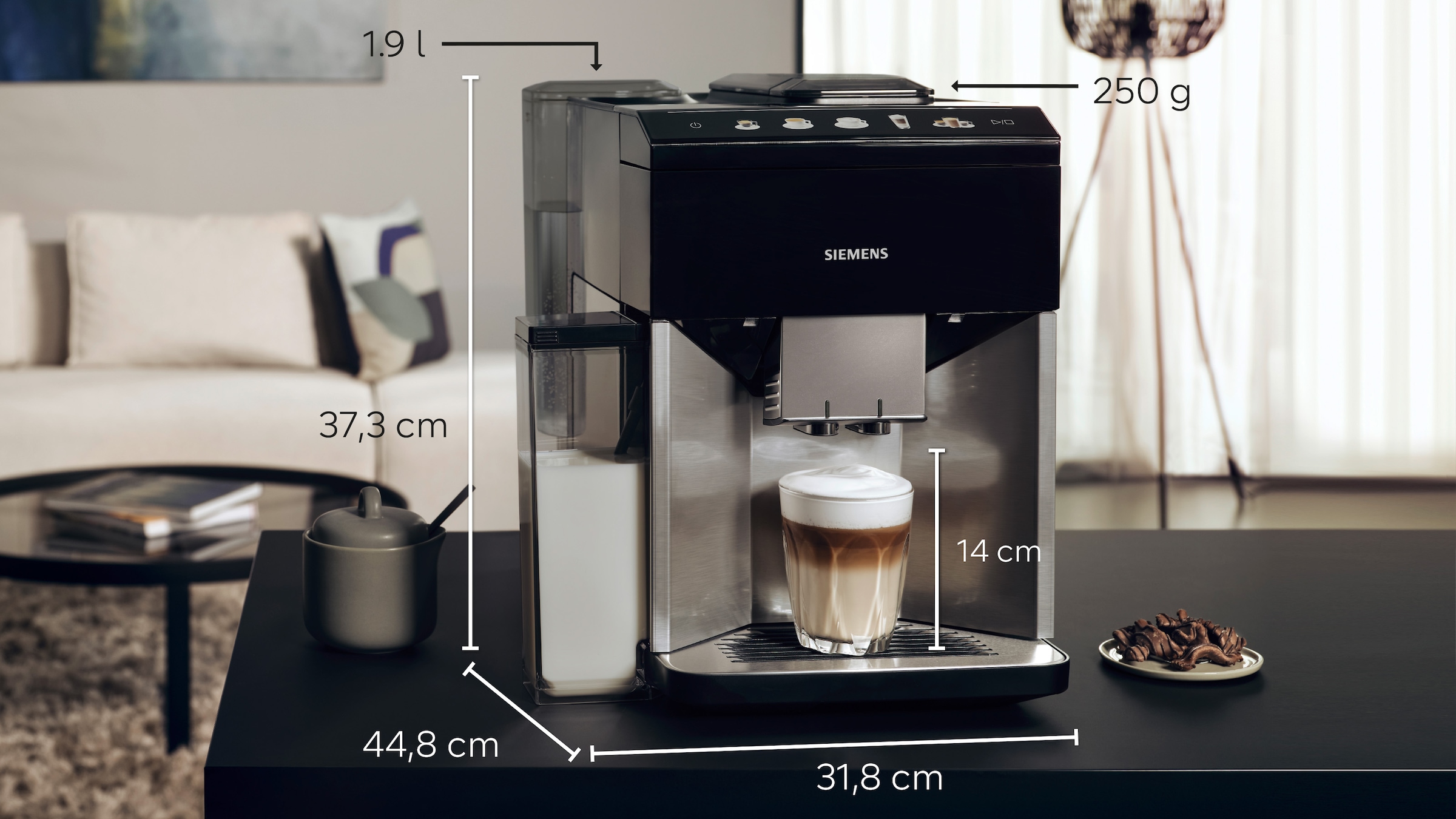 SIEMENS Kaffeevollautomat »EQ500 integral TQ517D03, intuitives Farbdisplay, Doppeltassenfunktion«, integrierter Milchbehälter, automatische Dampfreinigung, edelstahl