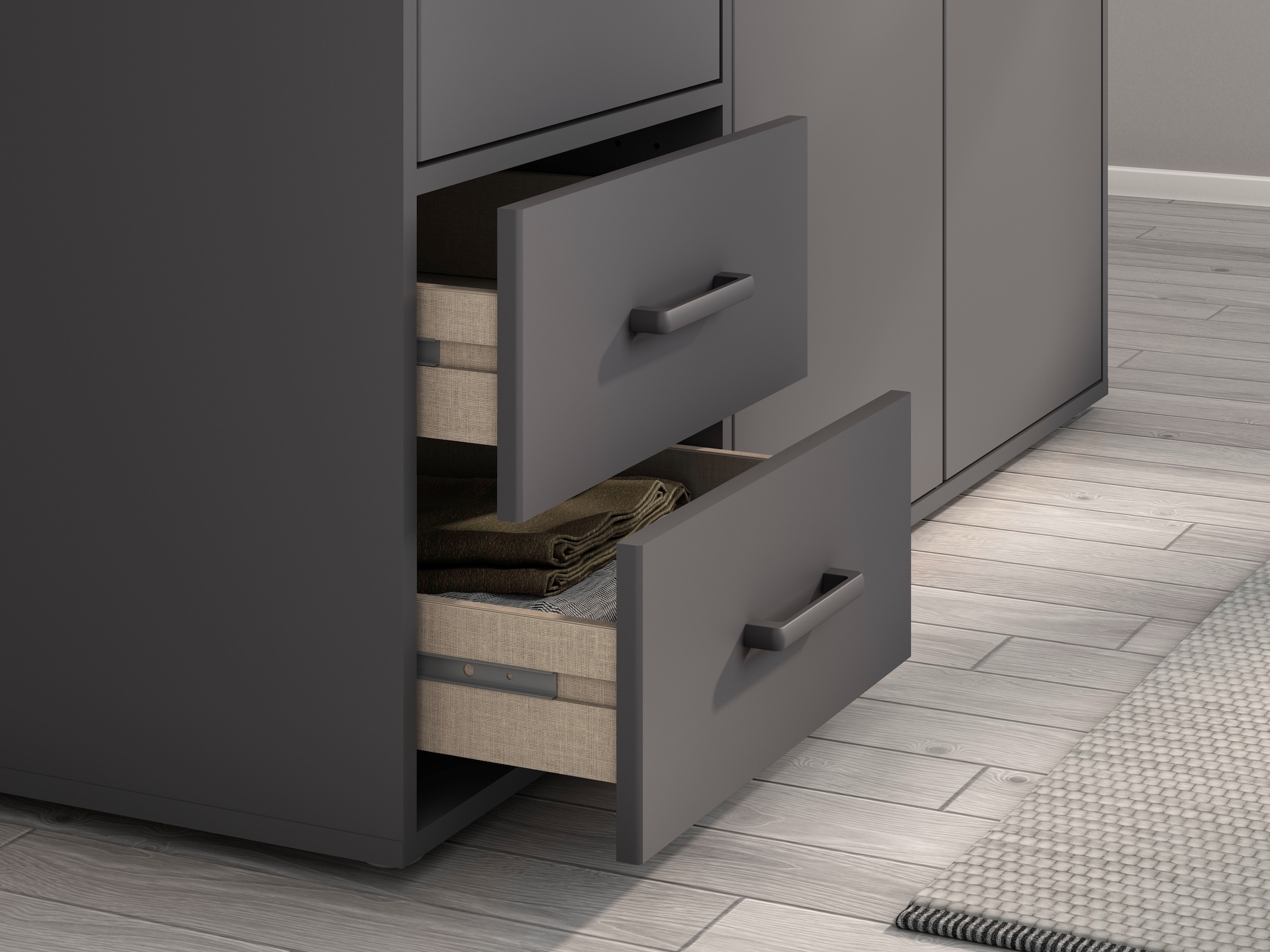 rauch Drehtürenschrank »Voyager, Kleiderschrank mit Außenschubkästen, Garderobe«, (in 3 verschiedenen Ausstattungen BASIC/CLASSIC/PREMIUM), Made in Germany