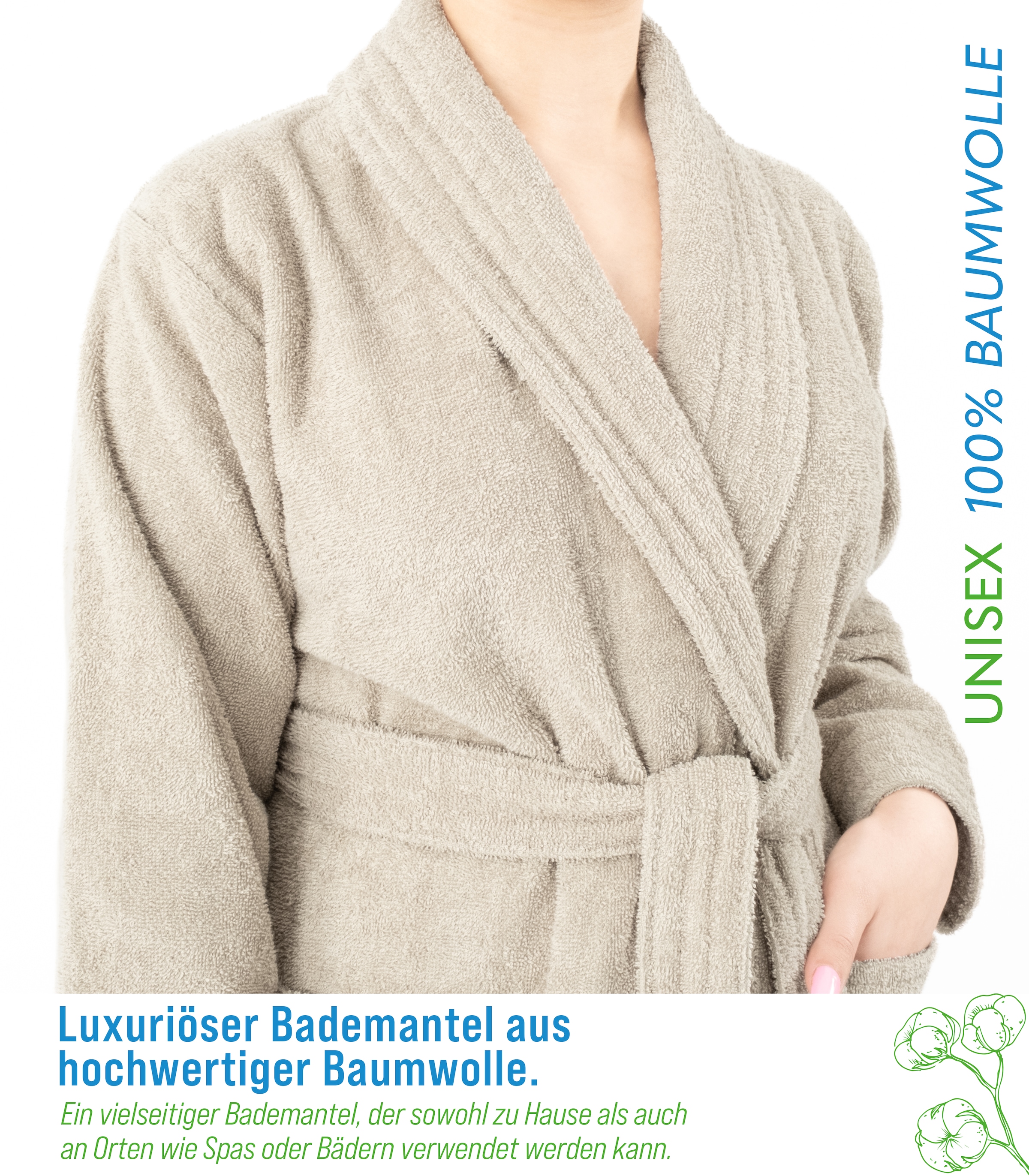 HAMMETEX Bademantel »Bademantel 100% Baumwolle Unisex, 400 GSM, Weich & Saugfähig« Packung,  ideal für Sauna & Spa, Hotelbademantel, Morgenmantel