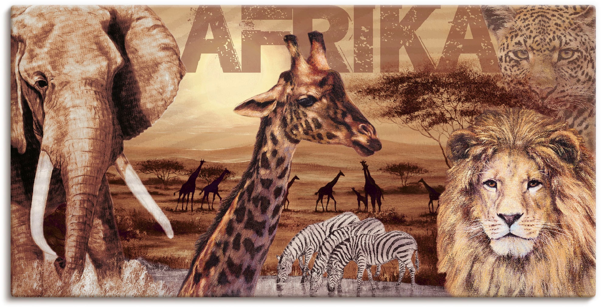 Artland Wandbild »Afrika«, Wildtiere, (1 St.), als Alubild, Leinwandbild,  Wandaufkleber oder Poster in versch. Größen auf Raten bestellen