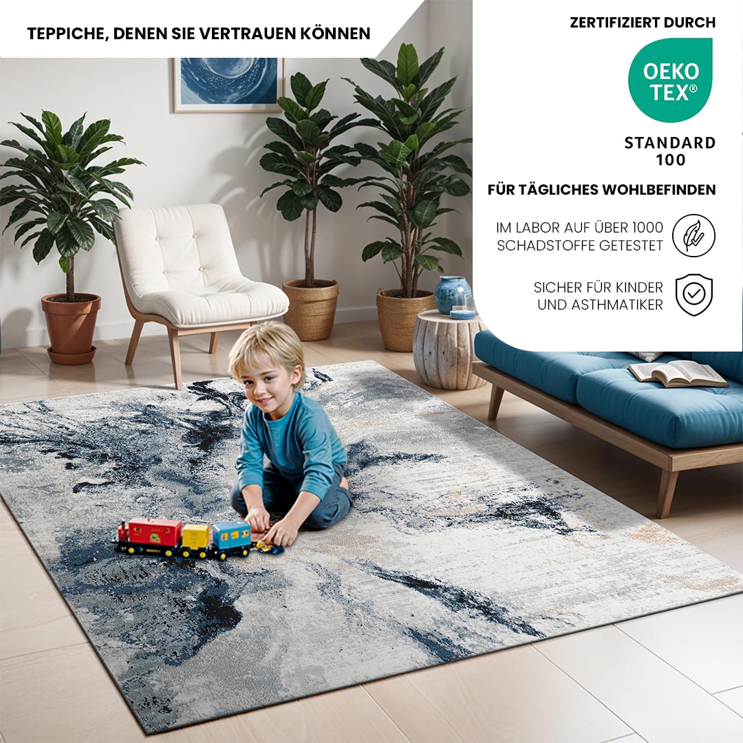 Livabliss Teppich »NEW YORK« rechteckig 10 mm Höhe Moderner Designerteppich in Marmor Optik, Kurzflor Wohnzimmerteppich