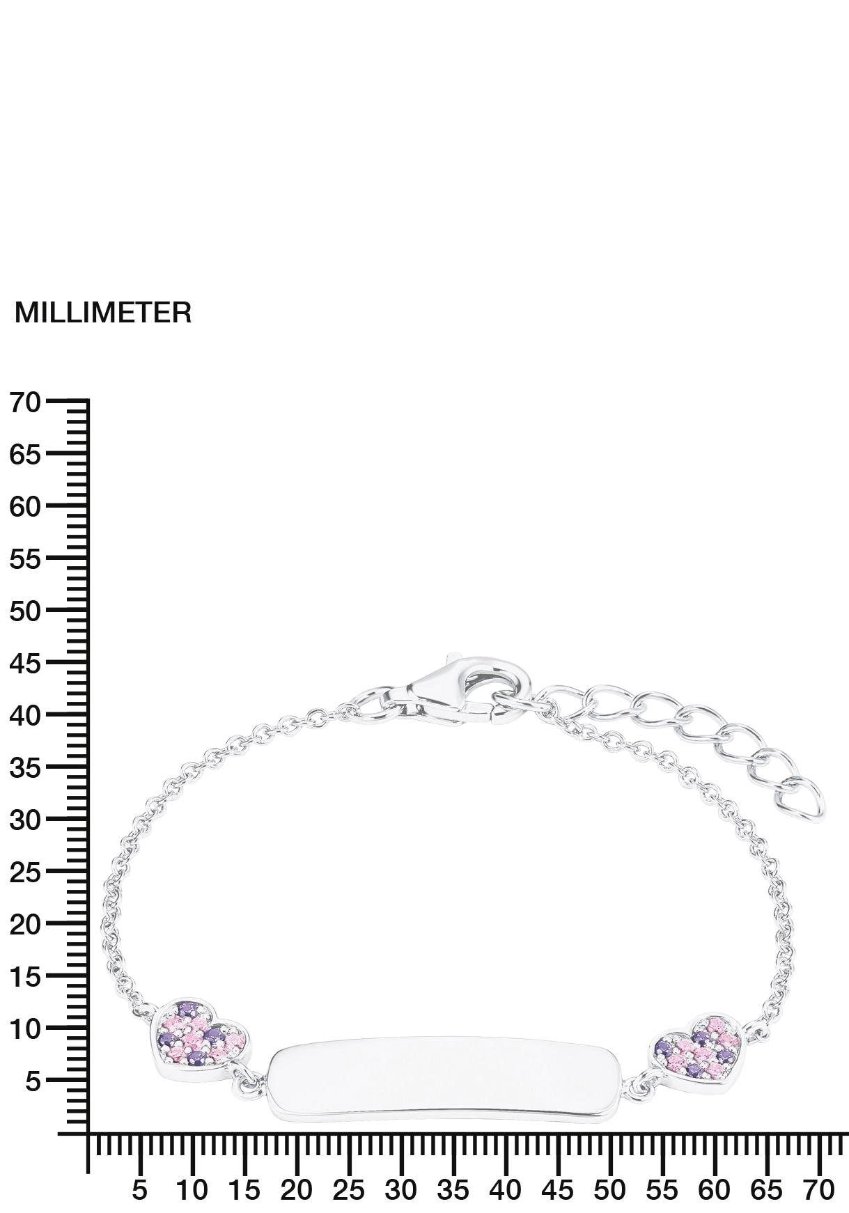 Prinzessin Lillifee Silberarmband »Plakette mit Herzen, 2027208«, mit Zirkonia (synth.)