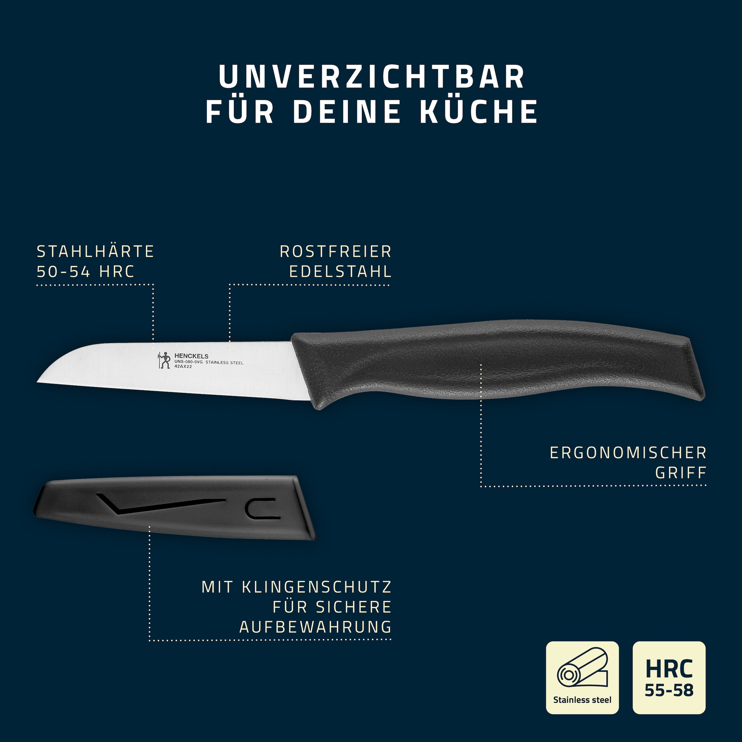 HENCKELS by ZWILLING Messer-Set »Kitchen Elements« Rostfreier Klingenstahl, Ergonomische Griffe