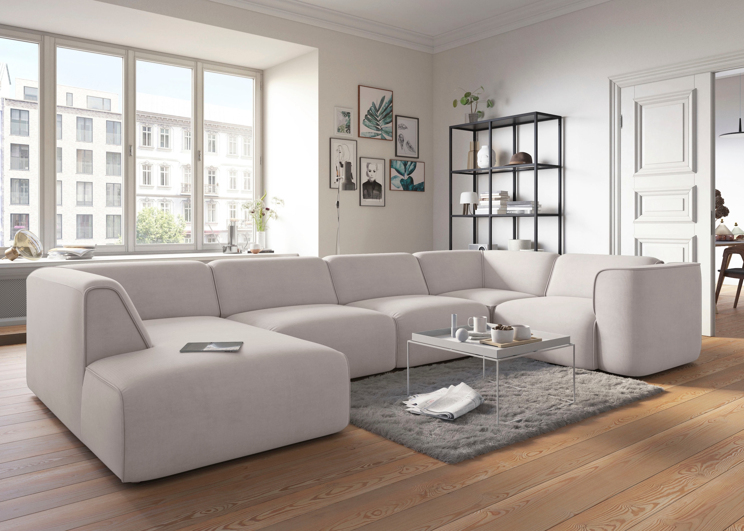 RAUM.ID Wohnlandschaft »Merid U-Form, jederzeit durch Module erweiterbar, B/T/H: 367/206/70 cm«, als Modul oder separat verwendbar, für individuelle Zusammenstellung