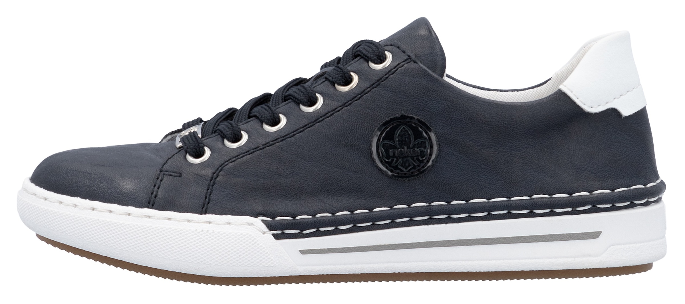 Rieker Plateausneaker, Schnürschuh, Halbschuh, Freizeitschuh mit weißer Rahmennaht