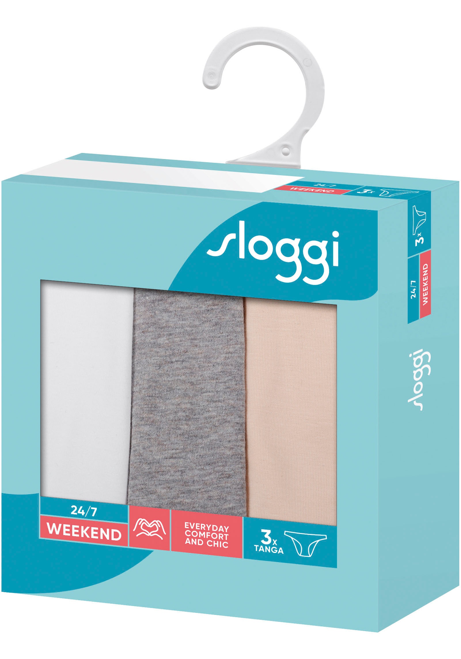 sloggi Slip »24/7 Weekend Tanga C3P«, (3er Pack), mit flachen Spitzen-Kanten