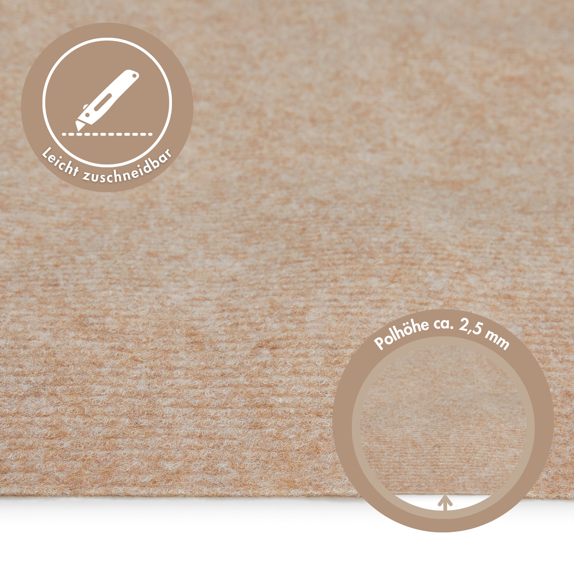 Andiamo Teppichboden »Milo, Nadelfilz, Made in Belgium«, rechteckig, 2,5 mm Höhe, Uni Farben, Breite 100 cm oder 200 cm, Wohnzimmer, strapazierfähig