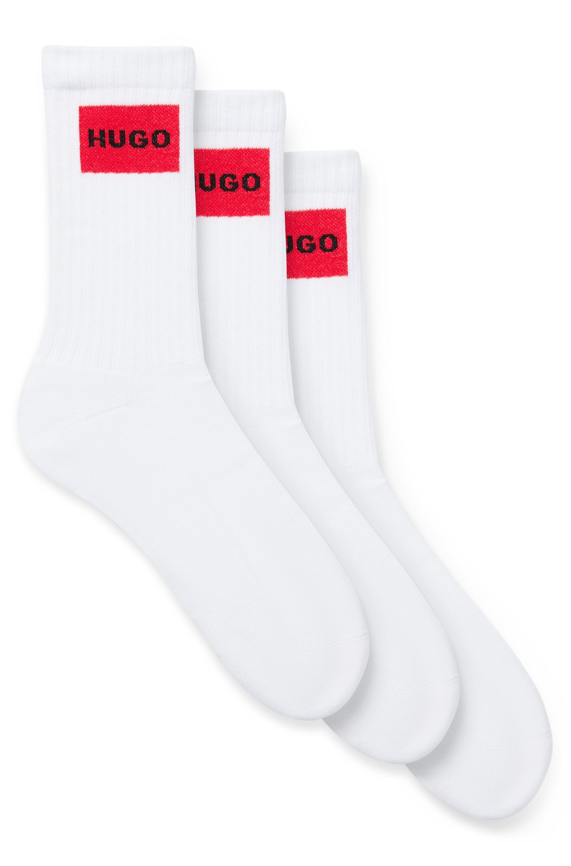 HUGO Underwear Freizeitsocken »3P QS RIB LABEL«, (Packung, 3 Paar, 3er), mit kontrastfarbenen HUGO Logo