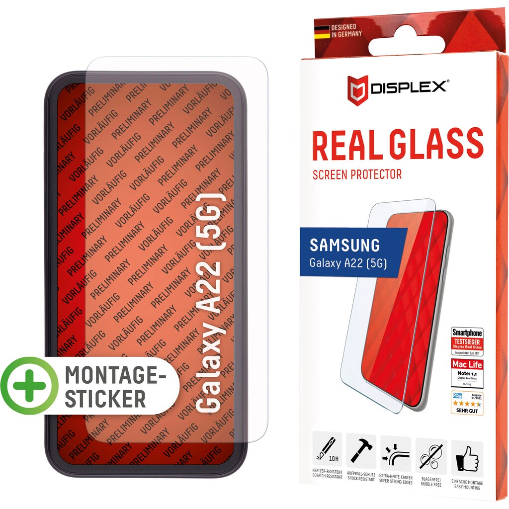 Displex Displayschutzfolie »DISPLEX Real Glass Panzerglas für Samsung Galaxy A22 5G (6,5")«, für Samsung Galaxy A22 (5G)