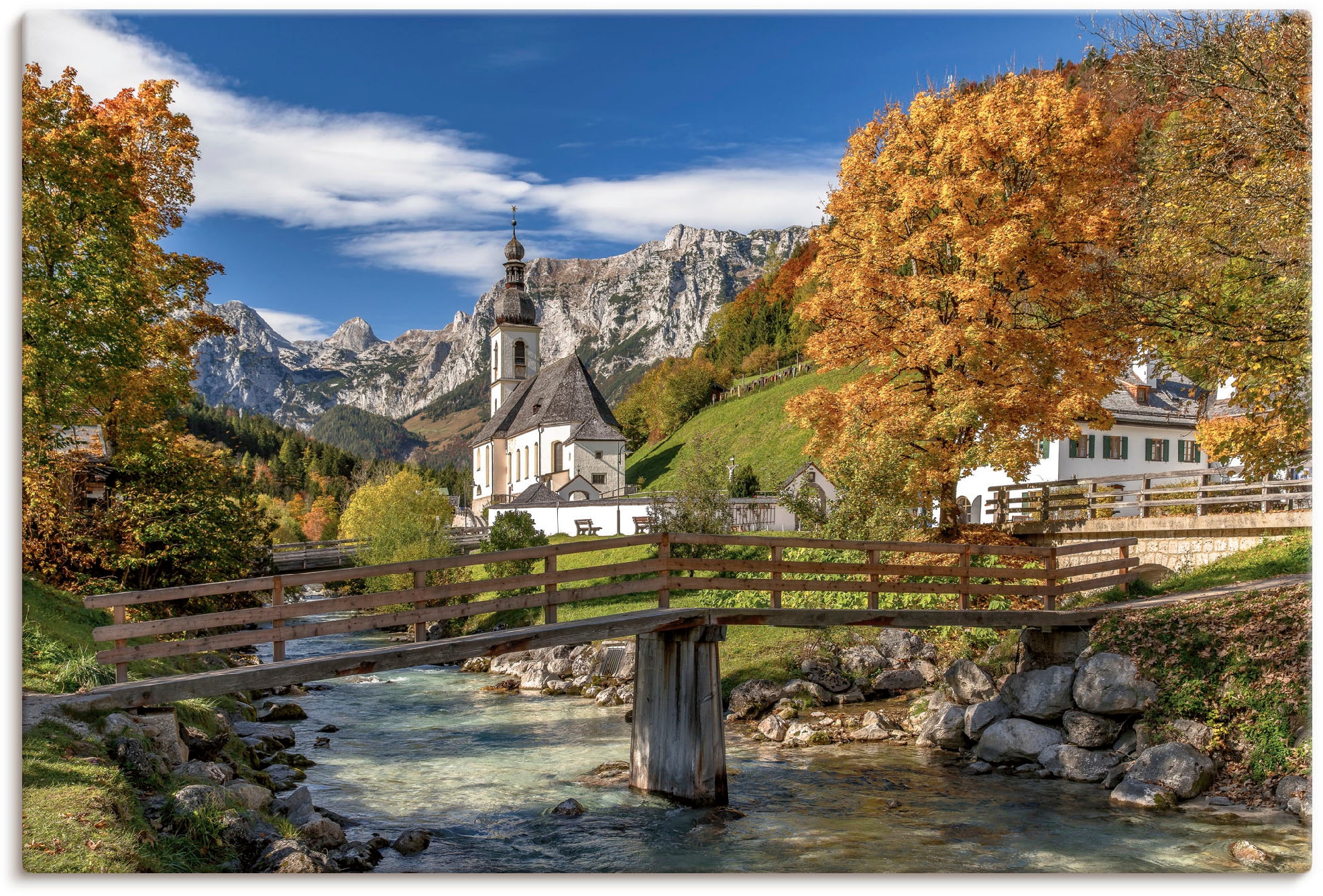 Artland Wandbild »Herbst im Berchtesgadener Alpenbilder, oder Alubild, versch. in Wandaufkleber St.), Land«, bestellen (1 & Poster Raten Berge Größen Leinwandbild, als auf