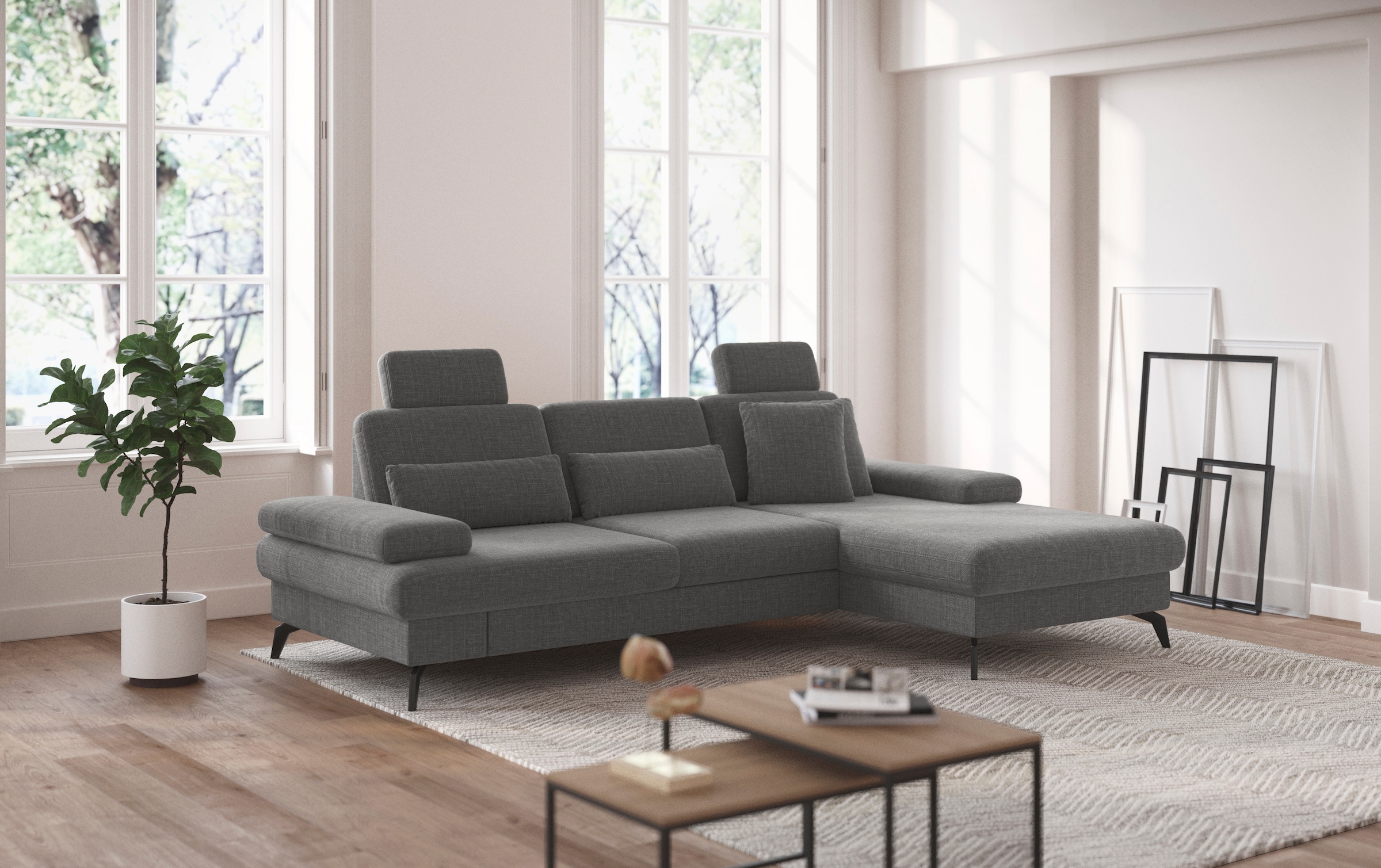 sit&more Ecksofa »Morris L-Form, inkl. Sitztiefenverstellung«, wahlweise mit Armteilverstellung, Bettfunktion & Bettkasten