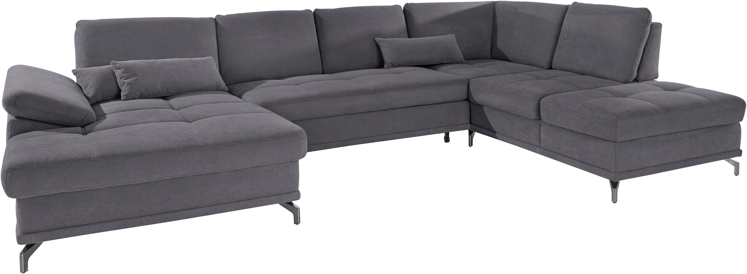 Places of Style Wohnlandschaft »Costello U-Form, mit Sitztiefenverstellung, Armteilverstellung und«, 3 Nierenkissen, optional Bettfunktion und Bettkasten