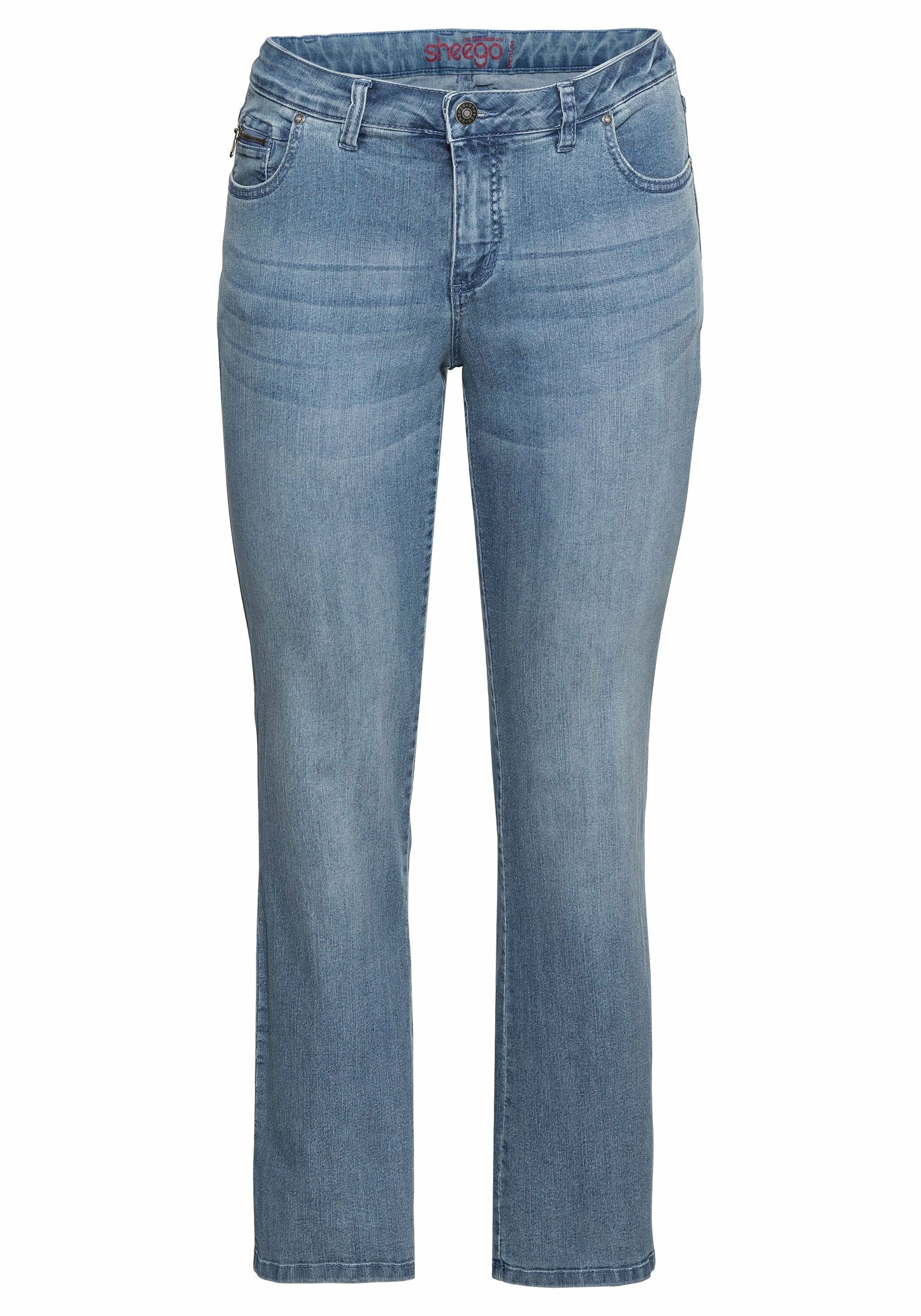 Sheego Bootcut-Jeans »Jeans in 5-Pocket-Form, mit Used-Effekten«