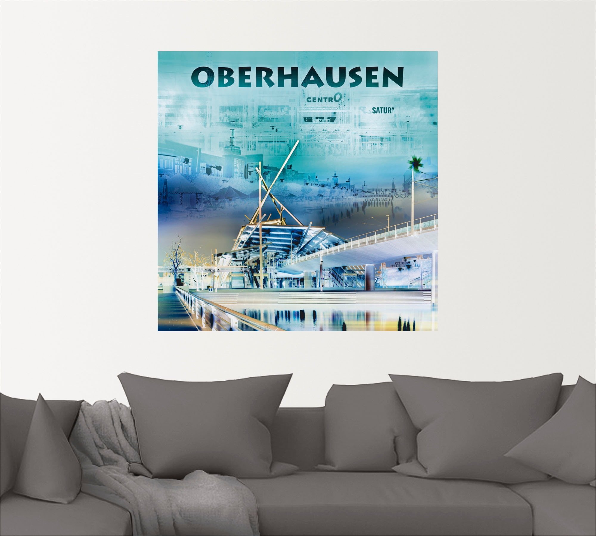 Artland Wandbild »Oberhausen Skyline Abstrakte Collage«, Deutschland, (1 St.), als Leinwandbild, Wandaufkleber oder Poster in versch. Größen