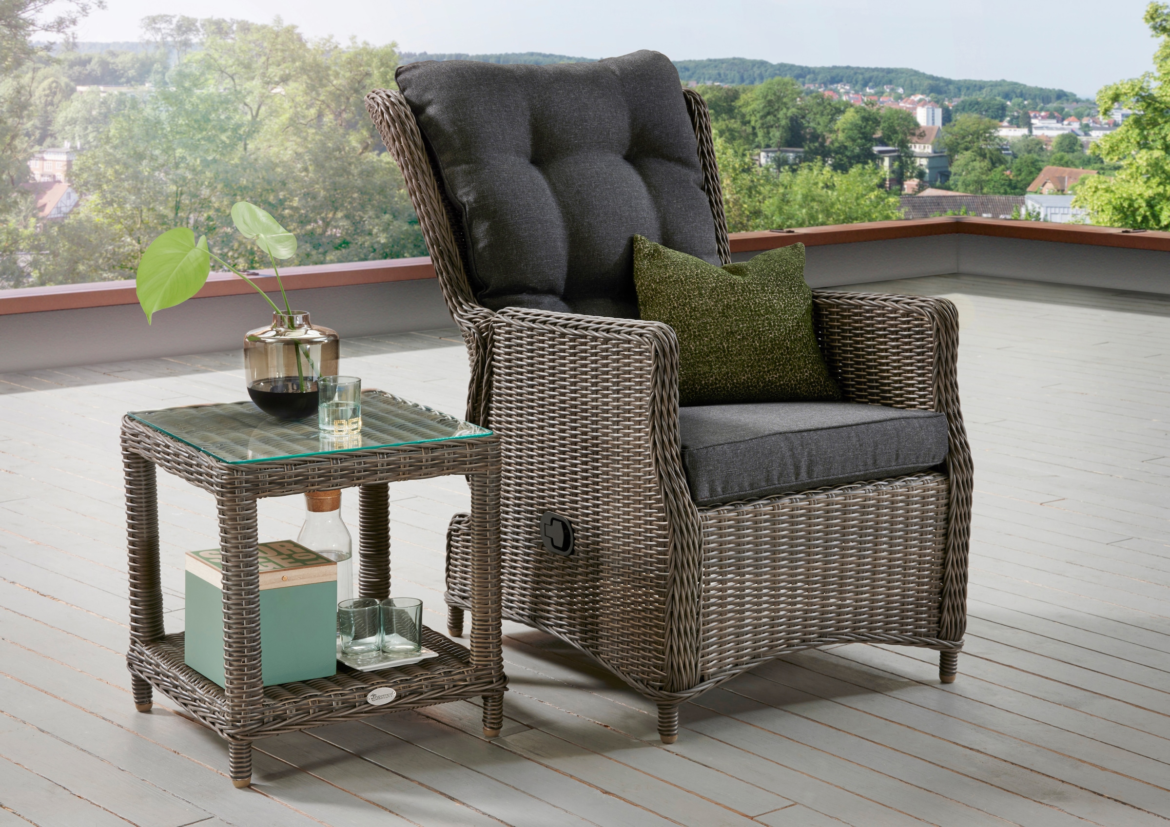 online mit Jahren Gartenlounge-Set Garantie verstellbar, 3 | 46x47x50cm mit Sessel »CASA Destiny Beistelltisch tlg.), kaufen 4 XXL MERANO«, (Set, Polyrattan,